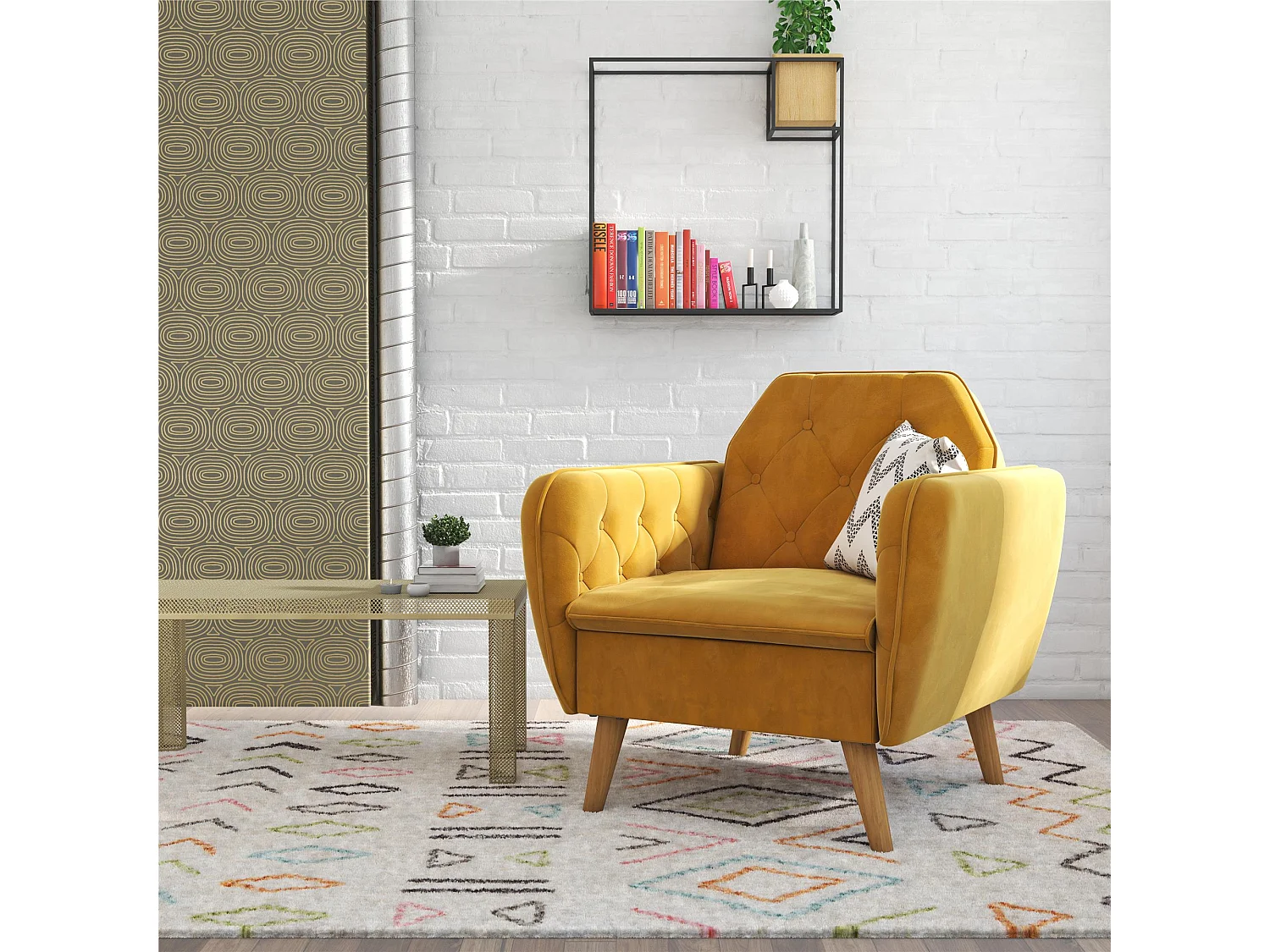 Teresa | Chaise d'appoint rembourrée en velours jaune