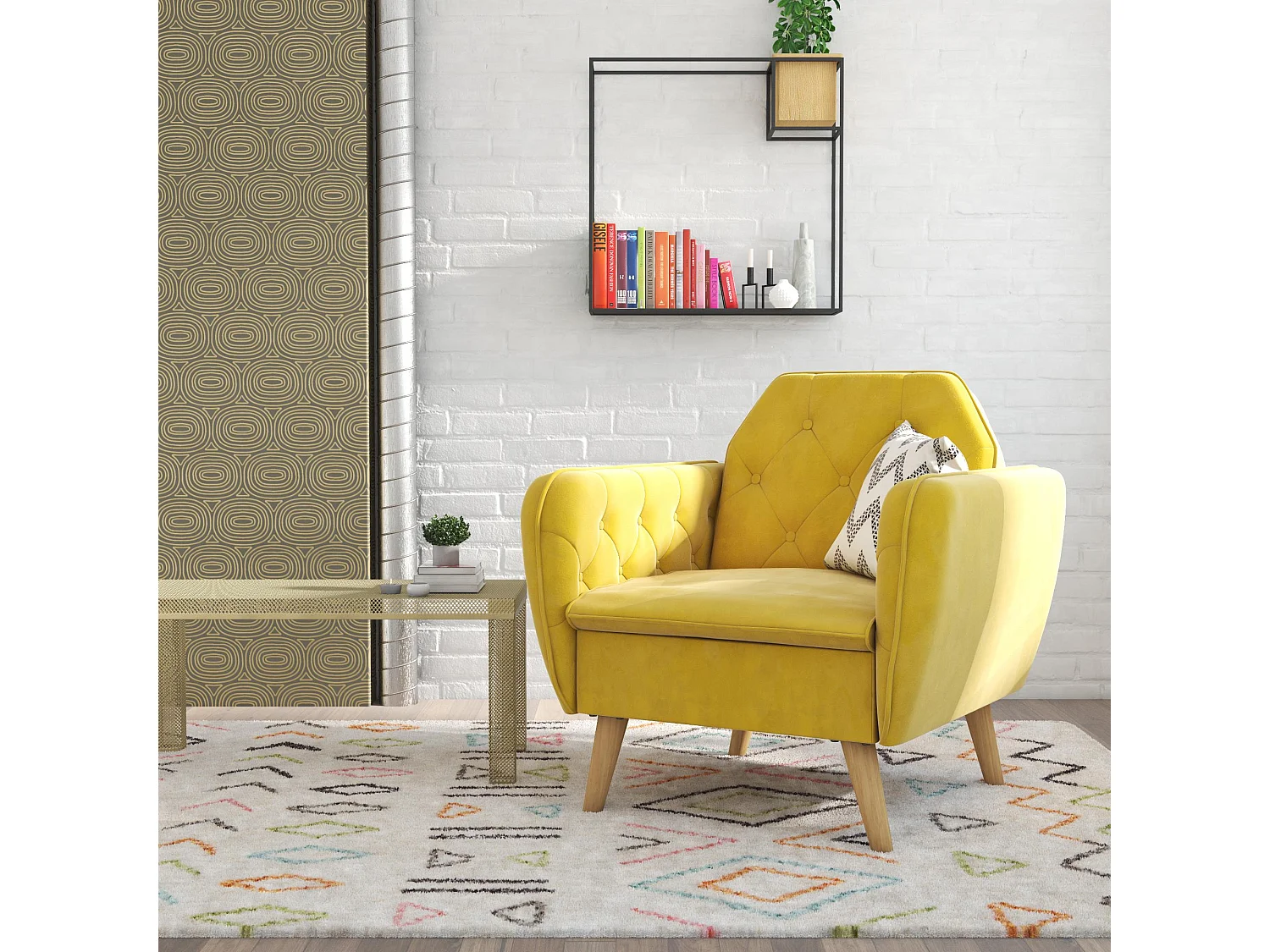 Teresa | Chaise d'appoint rembourrée en velours jaune