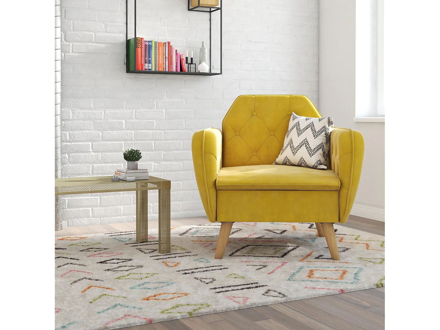 Teresa | Chaise d'appoint rembourrée en velours jaune