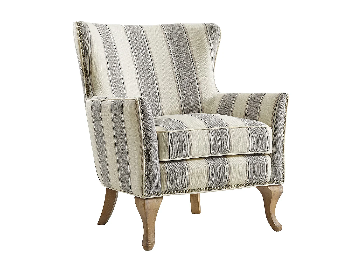 Akzentstuhl aus gewebtem Leinen, grau gestreift