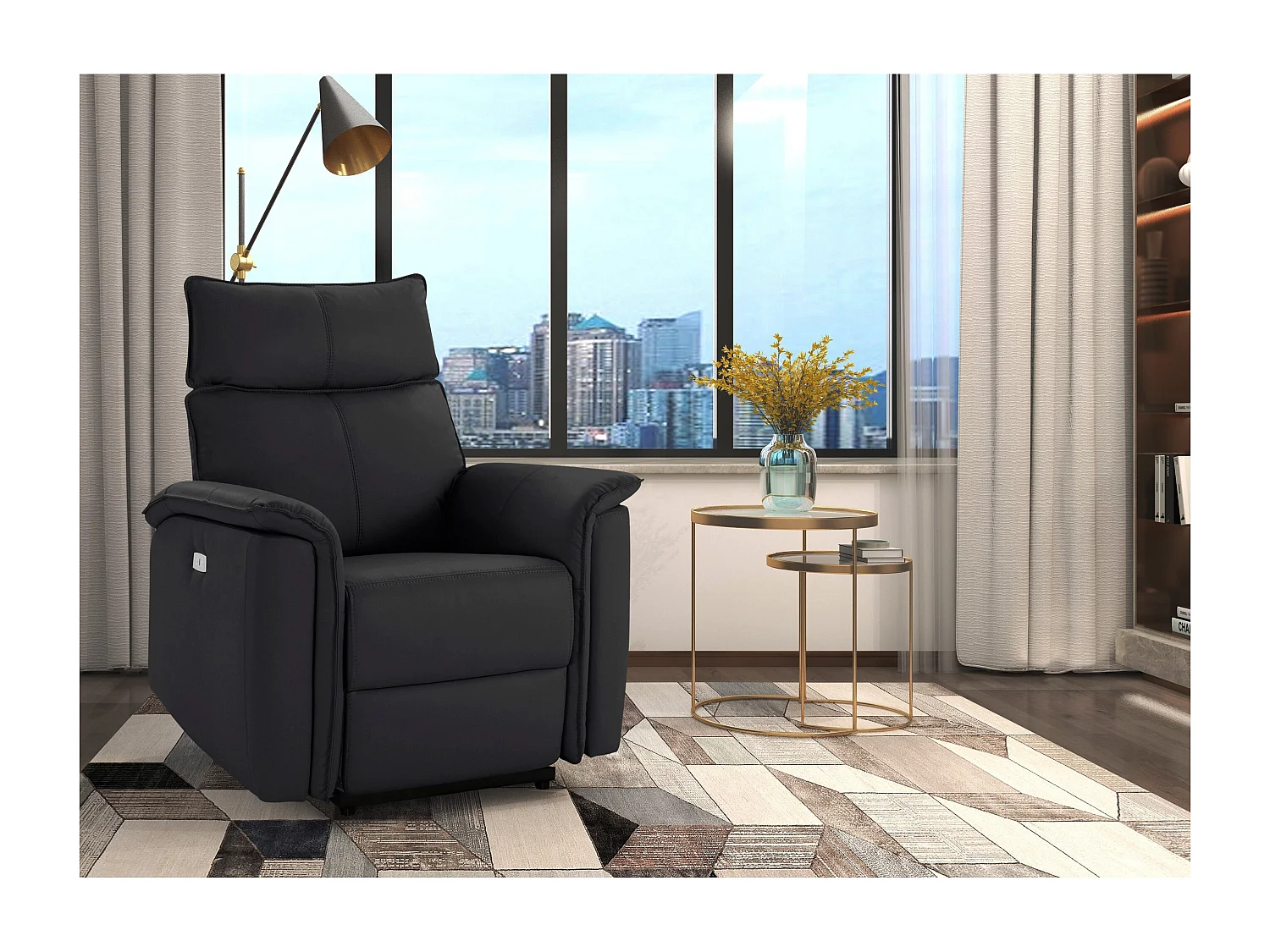 Zola | Fauteuil inclinable en PU noir