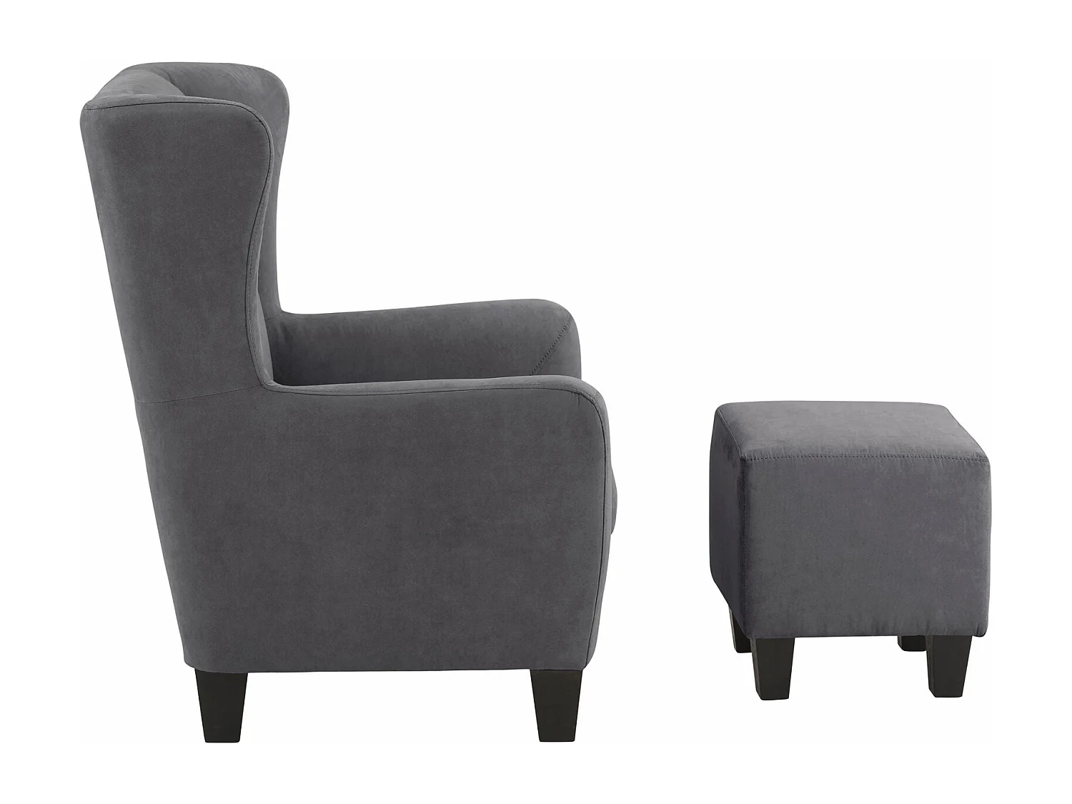 Zhili | Chaise d'appoint rembourrée avec tabouret en microfibre anthracite