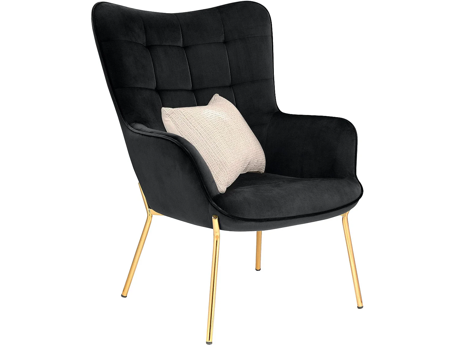 Cadeira decorativa com estofo em veludo preto