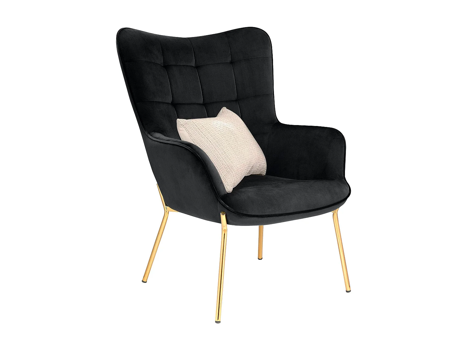 Gepolsterter Akzentstuhl aus Samt, schwarz