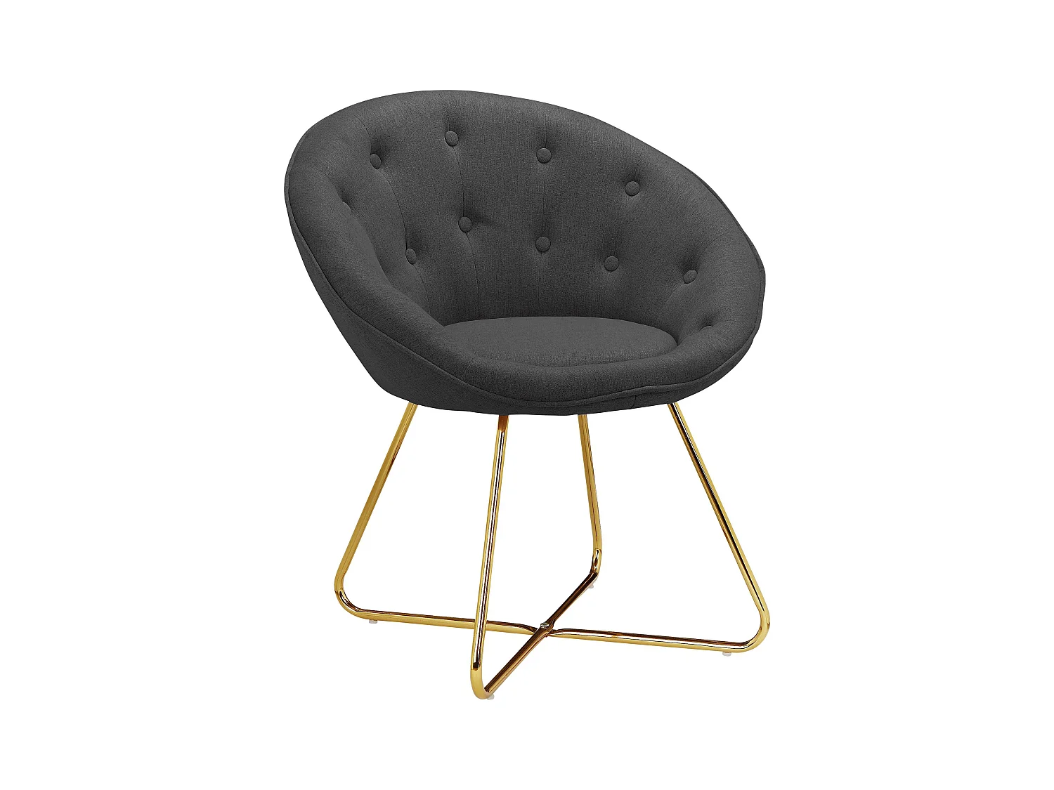 Tigela | Chaise d'appoint rembourrée en tissu aspect laine anthracite