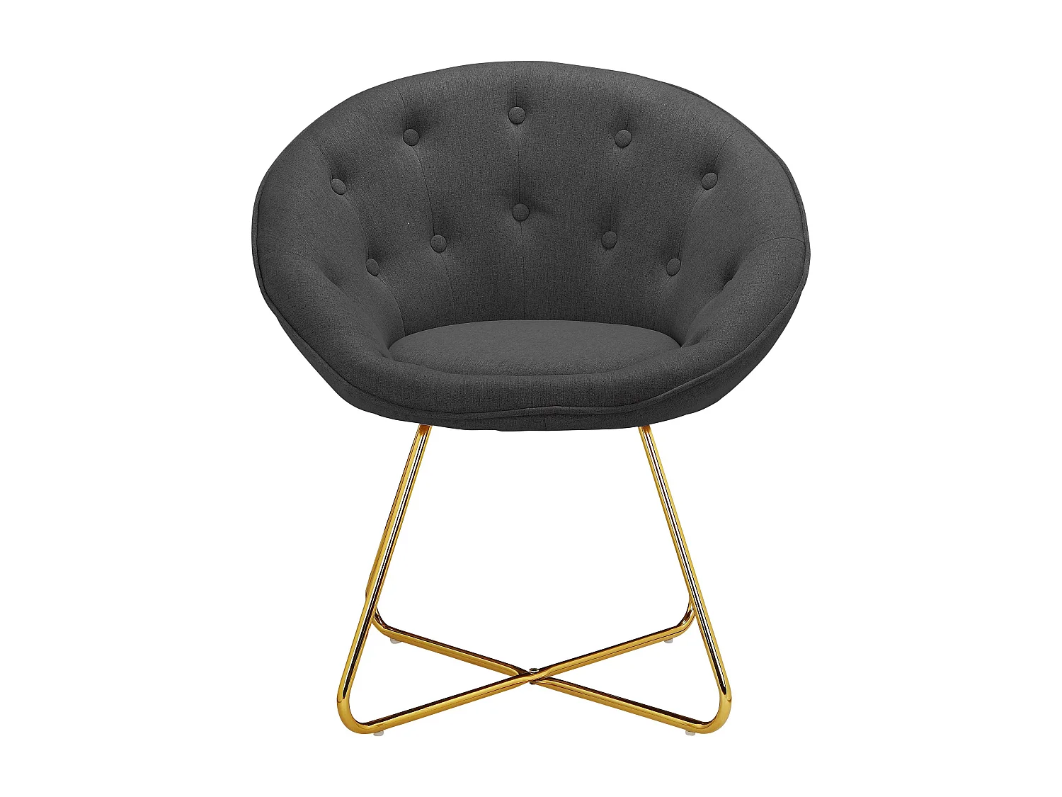 Tigela | Chaise d'appoint rembourrée en tissu aspect laine anthracite