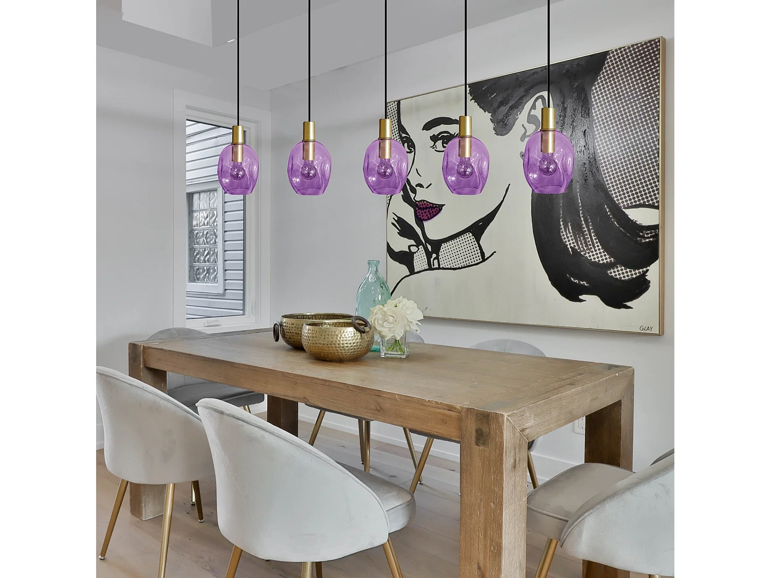 Lustre TOSEL ,métal,Violet , P 100xD20xD H cm