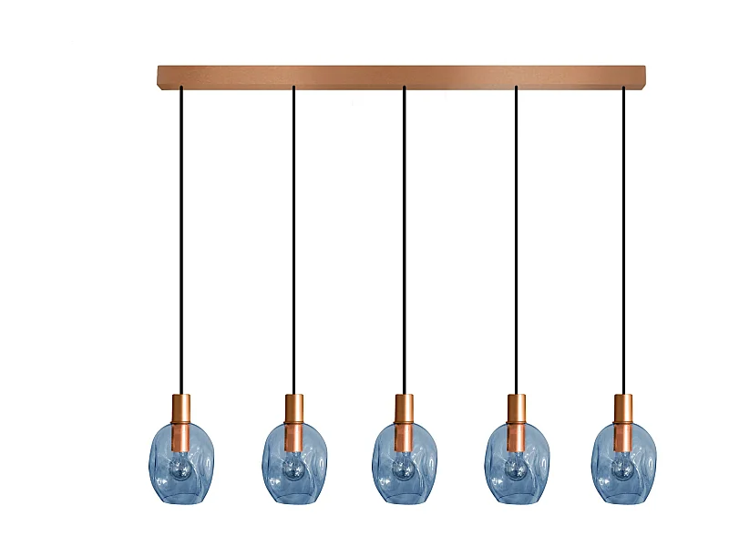 Lámpara de Araña  TOSEL ,metal y cristal,Azul ,P100xD20xD60cm