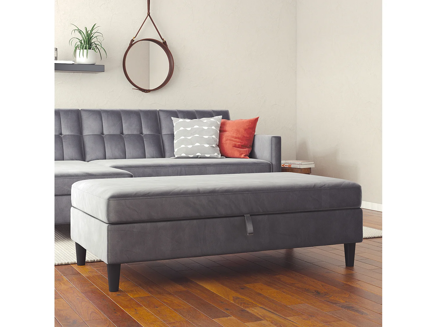 Hartford | Pouf en velours anthracite