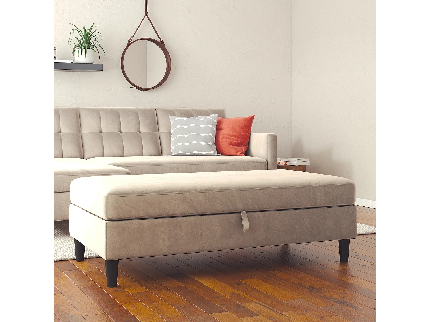 Hartford | Pouf en velours taupe