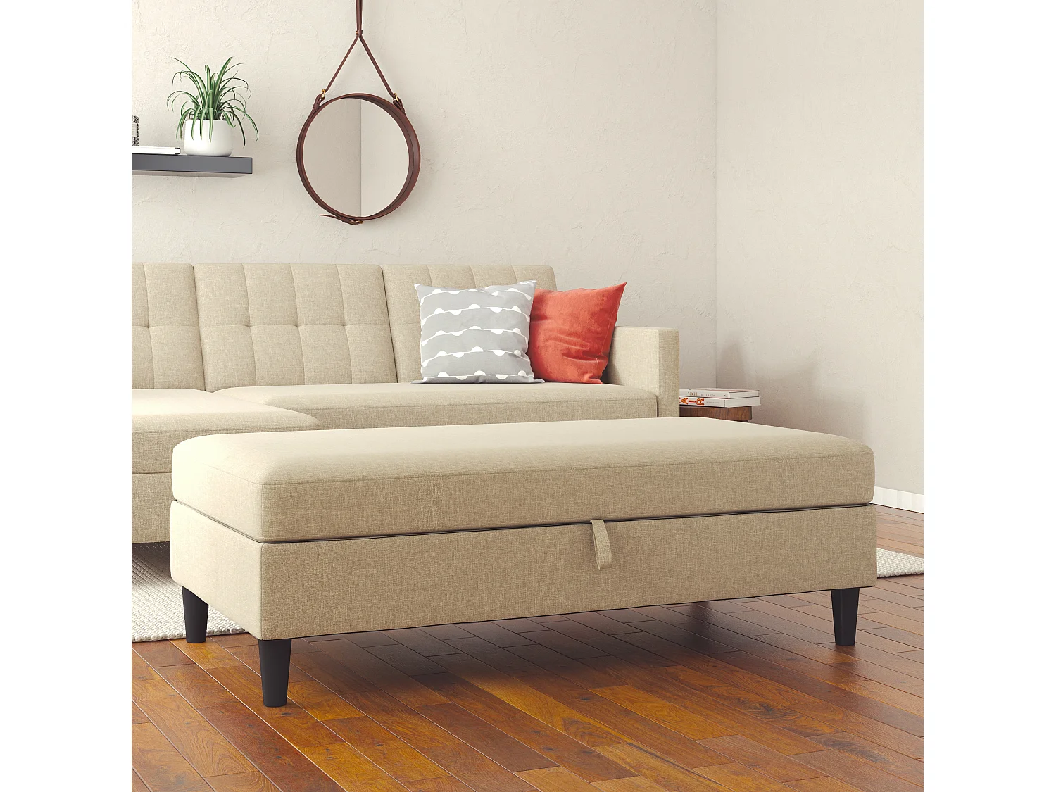 Hartford | Pouf en tissu cappuchino