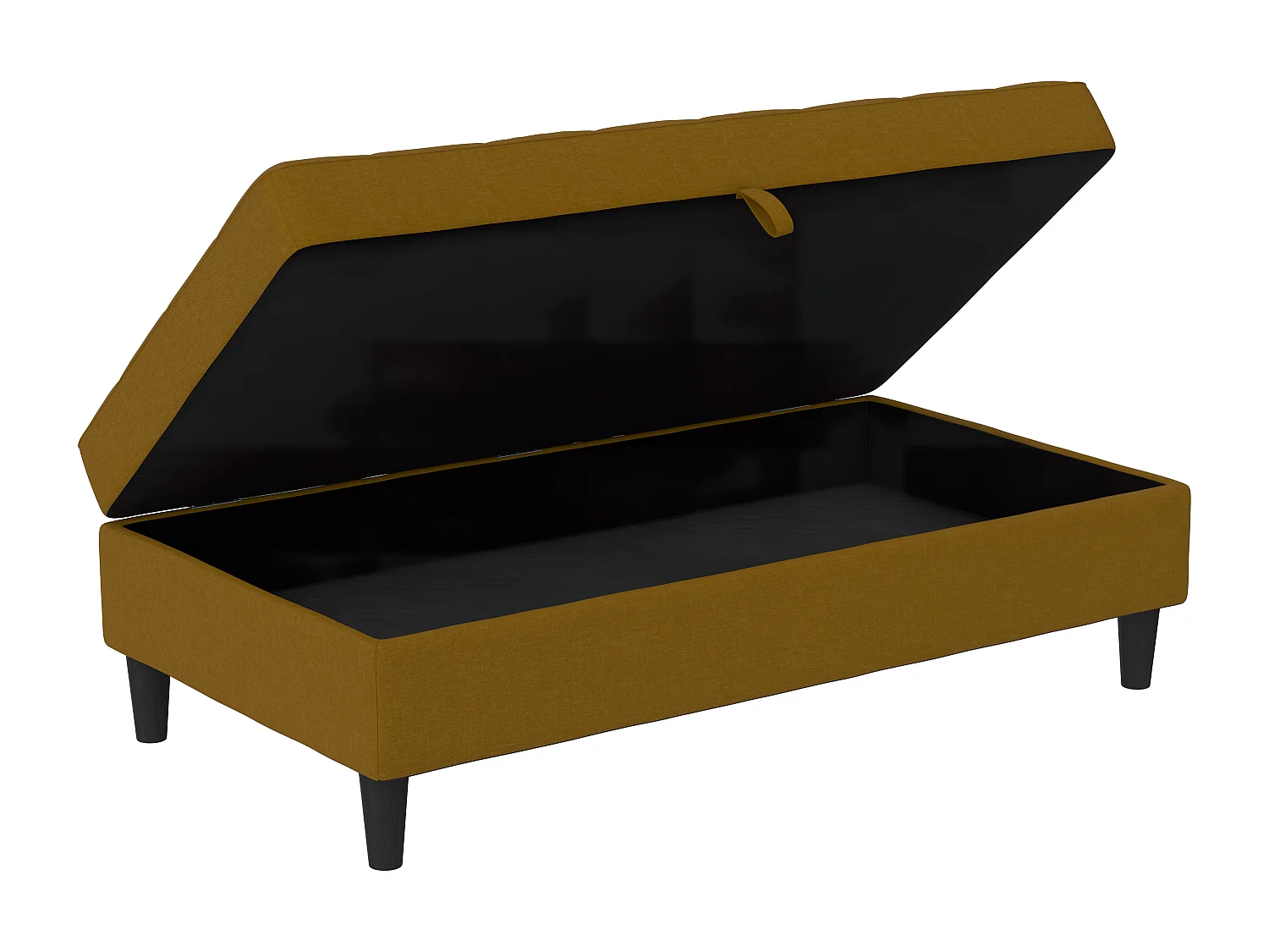 Pouf con contenitore in lino curry