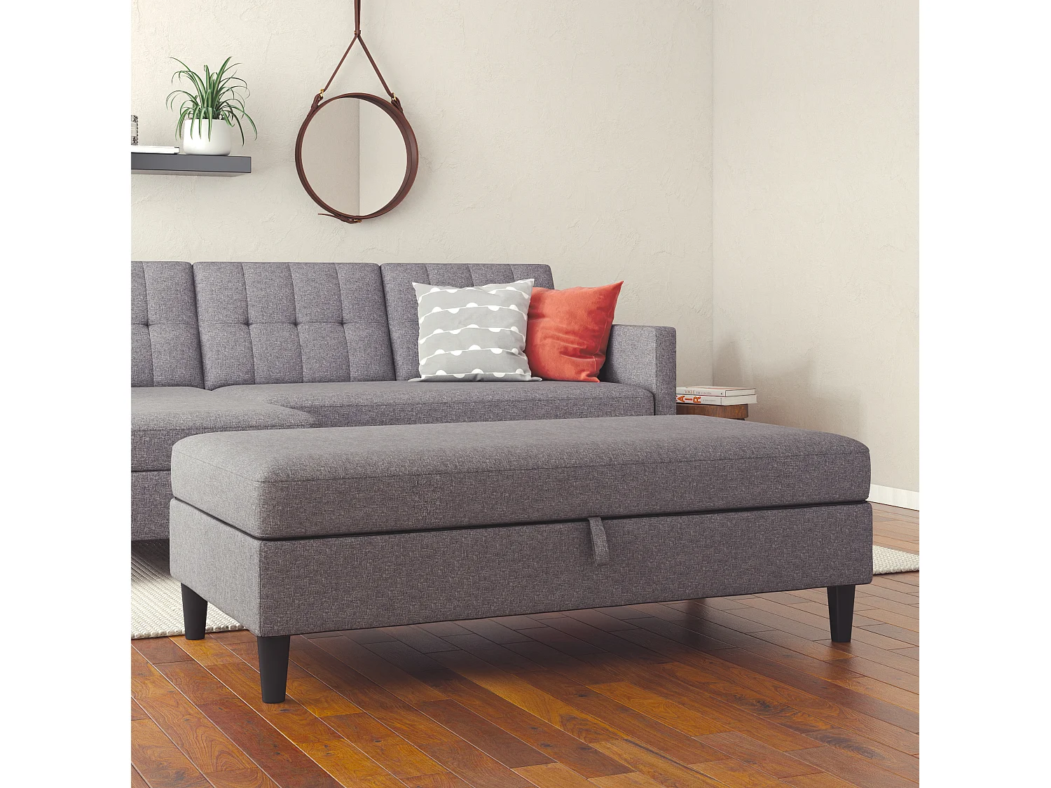 Hartford | Pouf en tissu gris