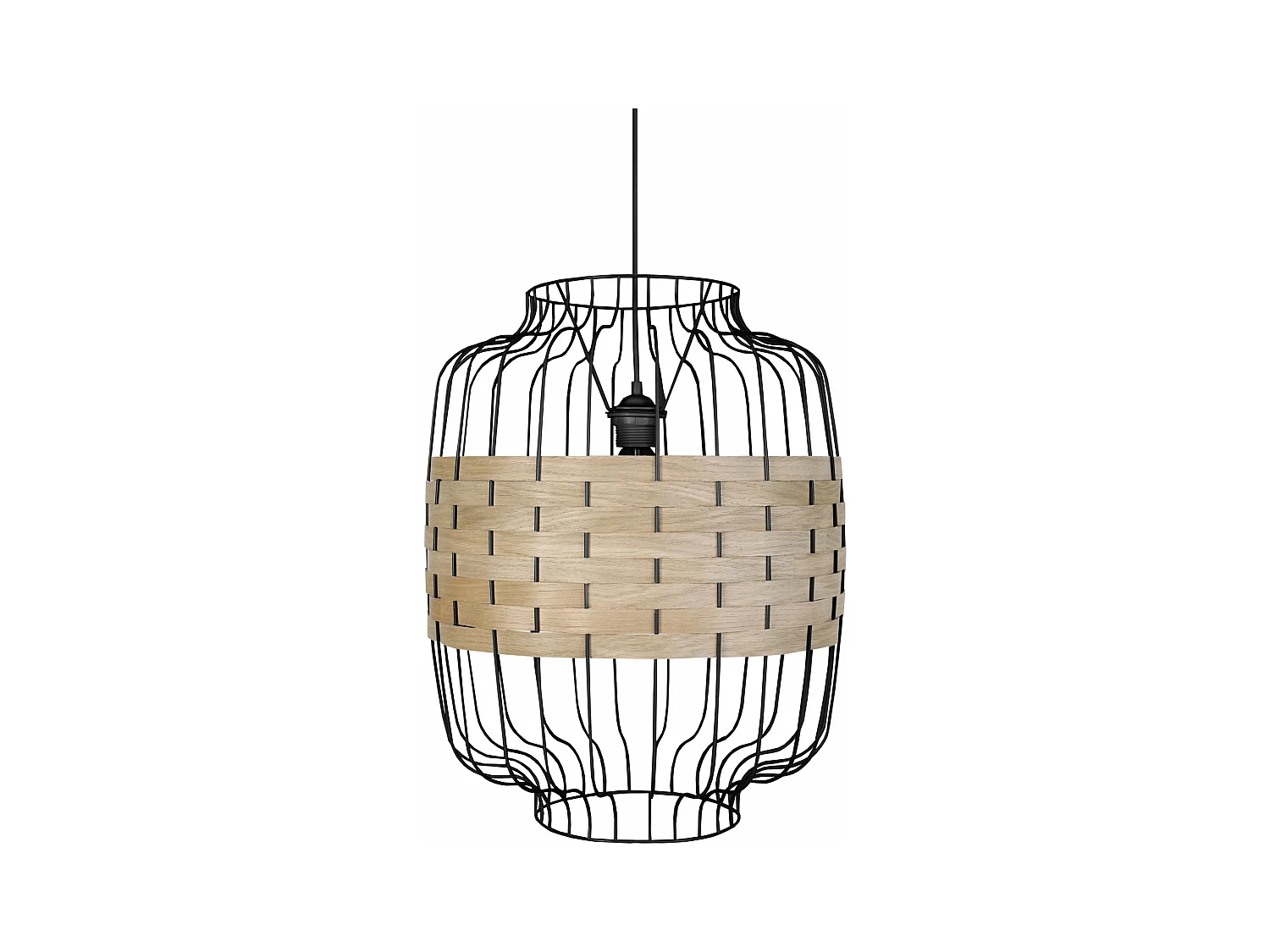 Suspension métal taupe bois africain 110 cm.