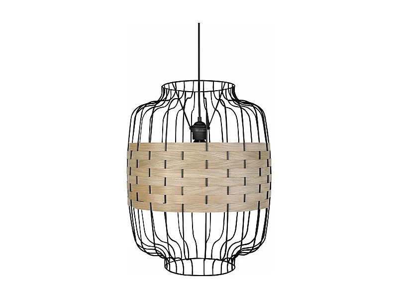 Suspension métal taupe bois africain 110 cm.