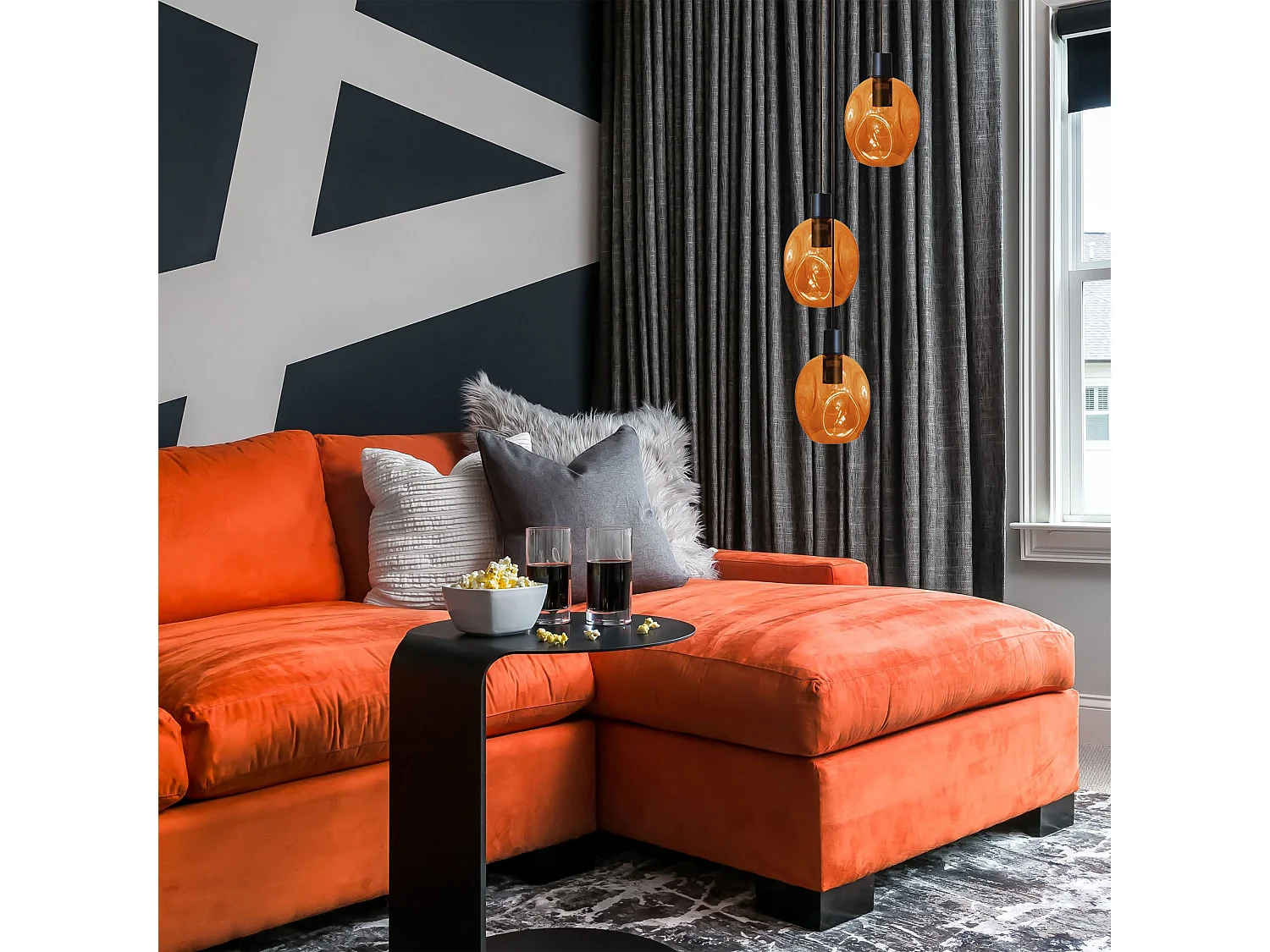 Lámpara de Araña  TOSEL ,metal y cristal,AMARILLO,P100x D60xD60cm