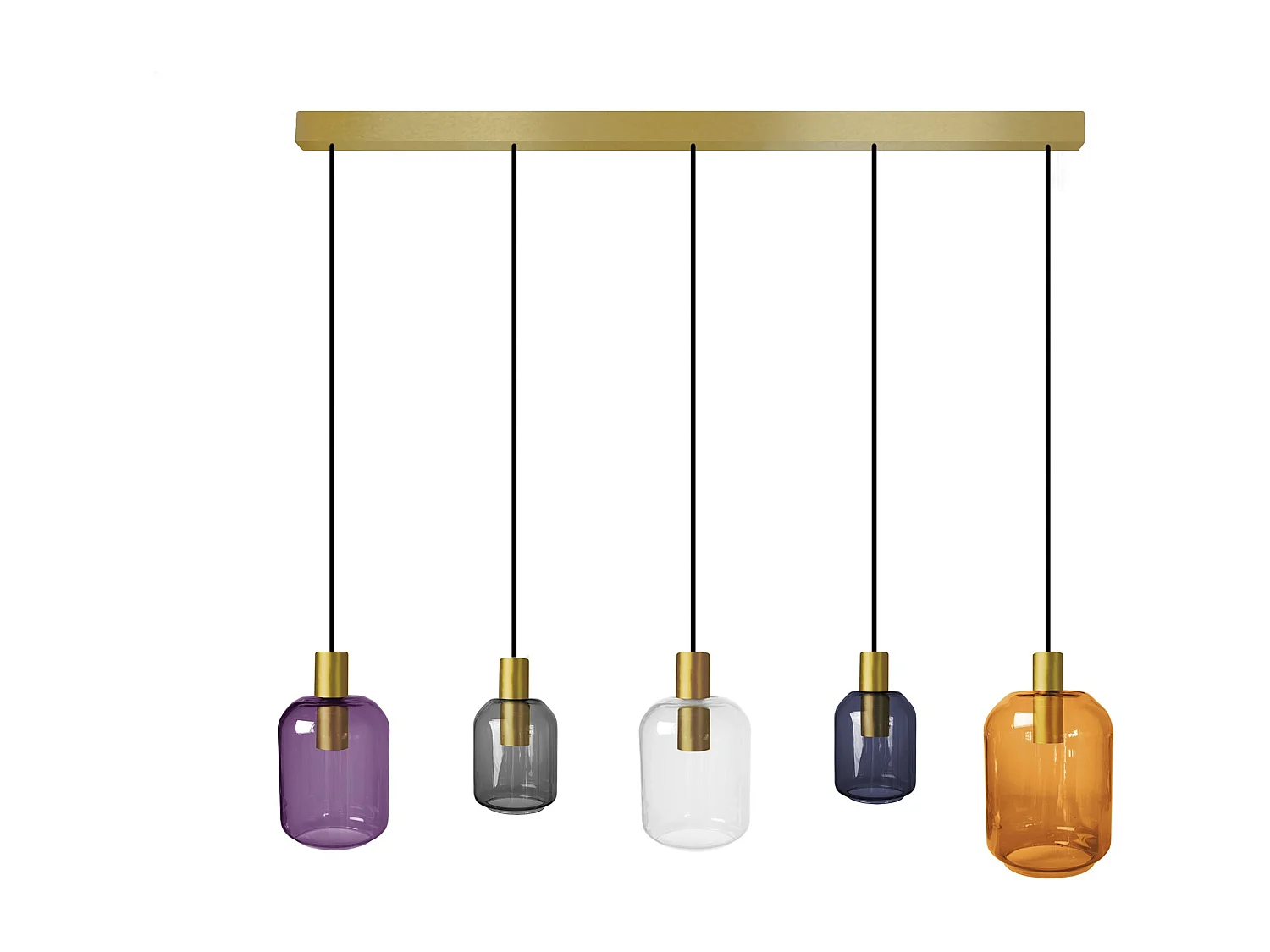 Lámpara de Araña  TOSEL ,metal y cristal,Dorado, A 100xD20x P 60 cm