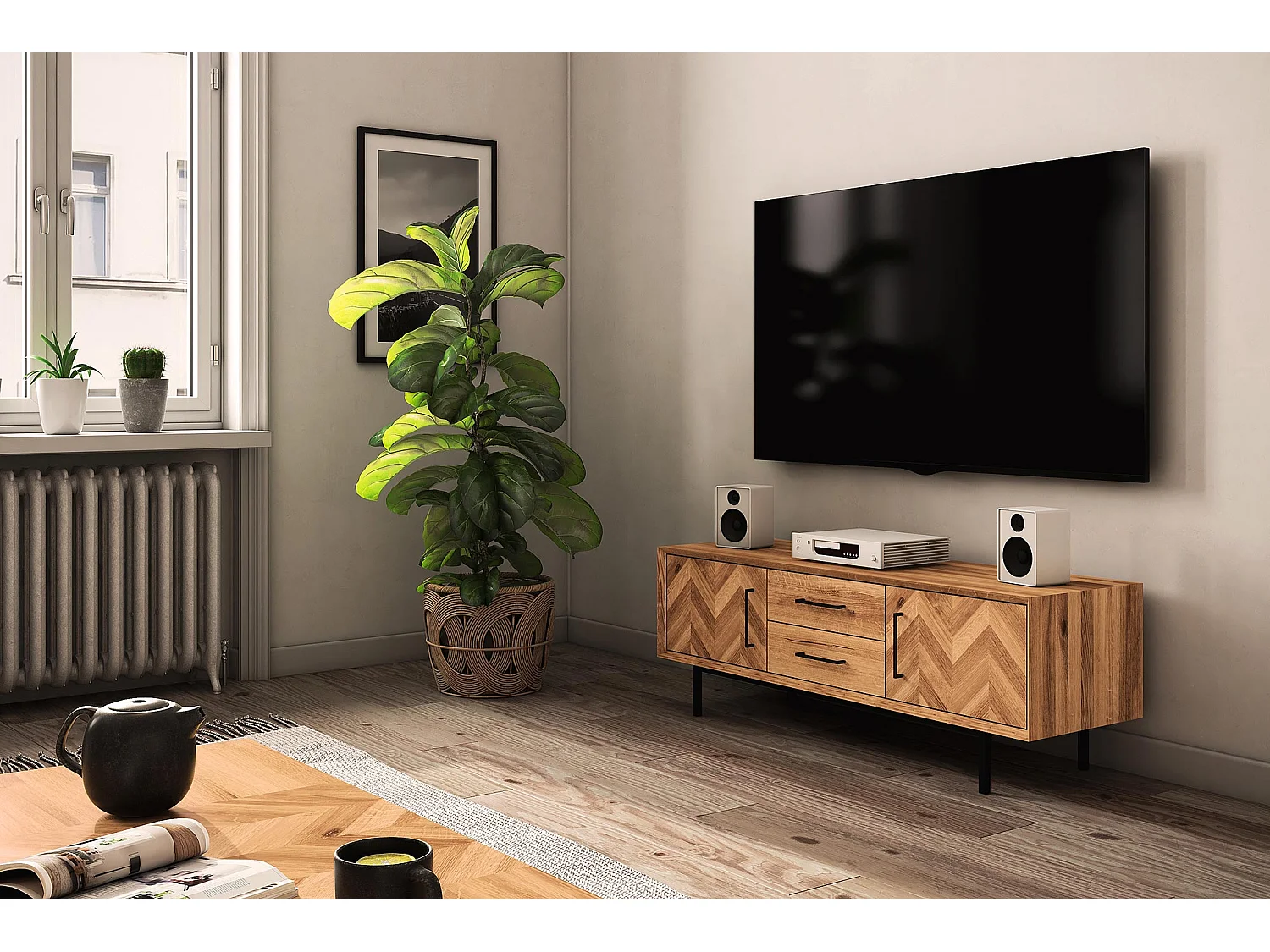 ABIES - Kommode 100% aus massivem Holz aus Wildeiche, naturgeölt