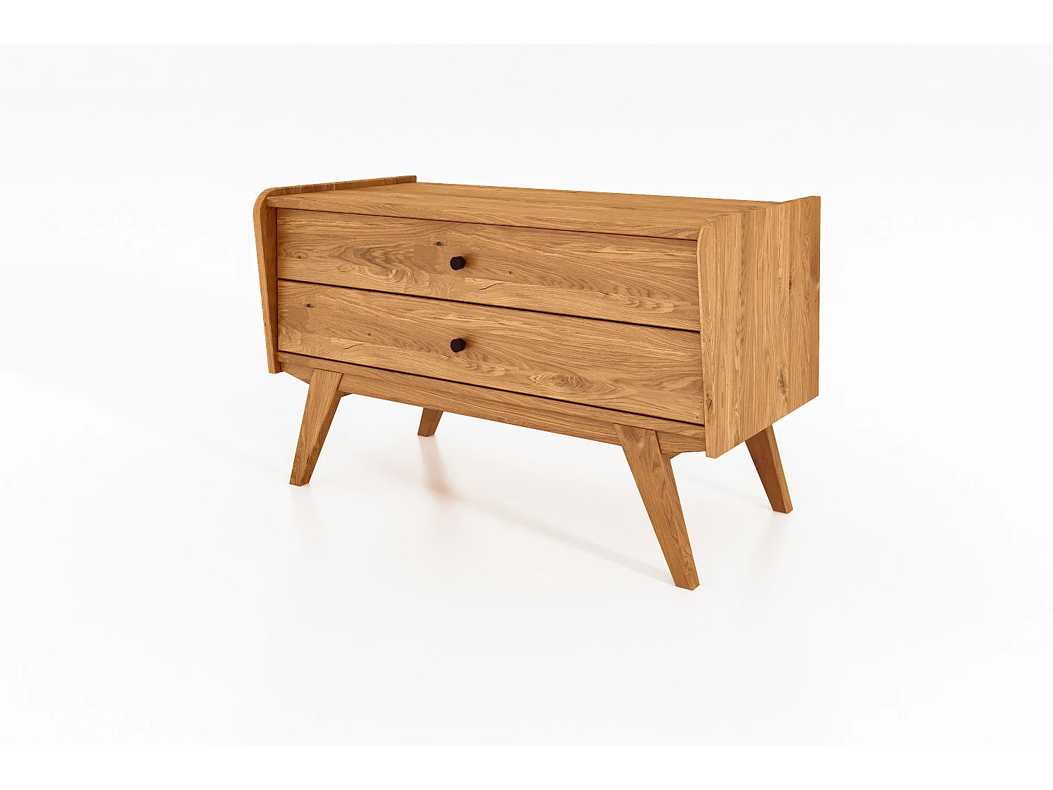 RETRO - Niedrige Kommode 100% aus massivem Holz aus Wideiche, naturgeölt