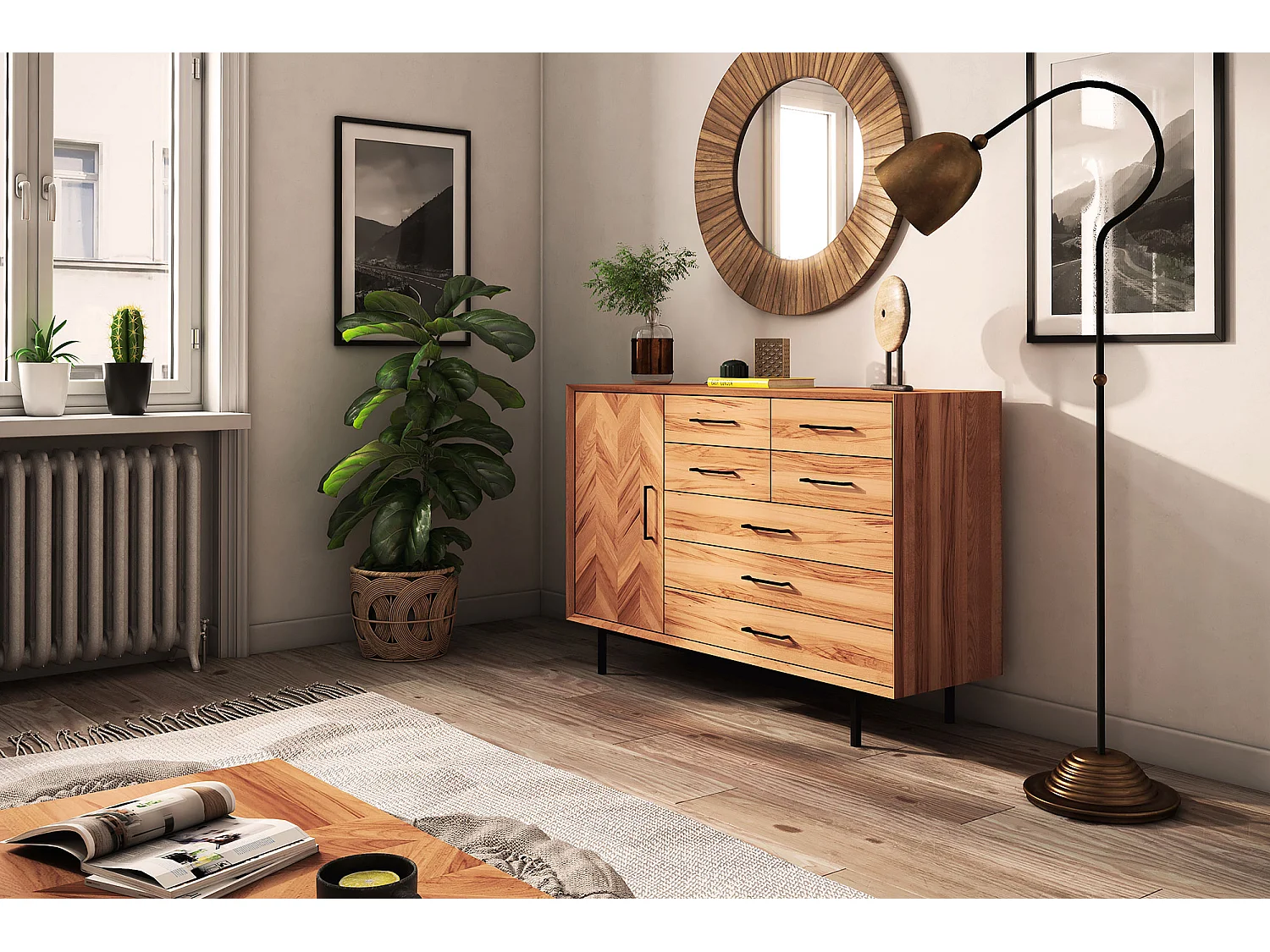 ABIES - Kommode 100% aus massivem Holz aus Kernbuche, naturgeölt