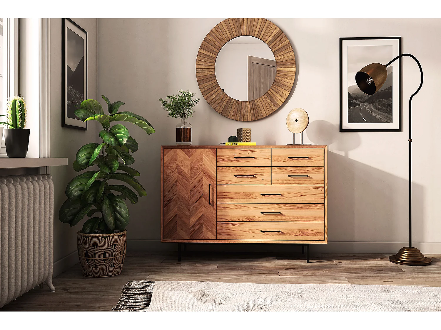 ABIES - Kommode 100% aus massivem Holz aus Kernbuche, naturgeölt