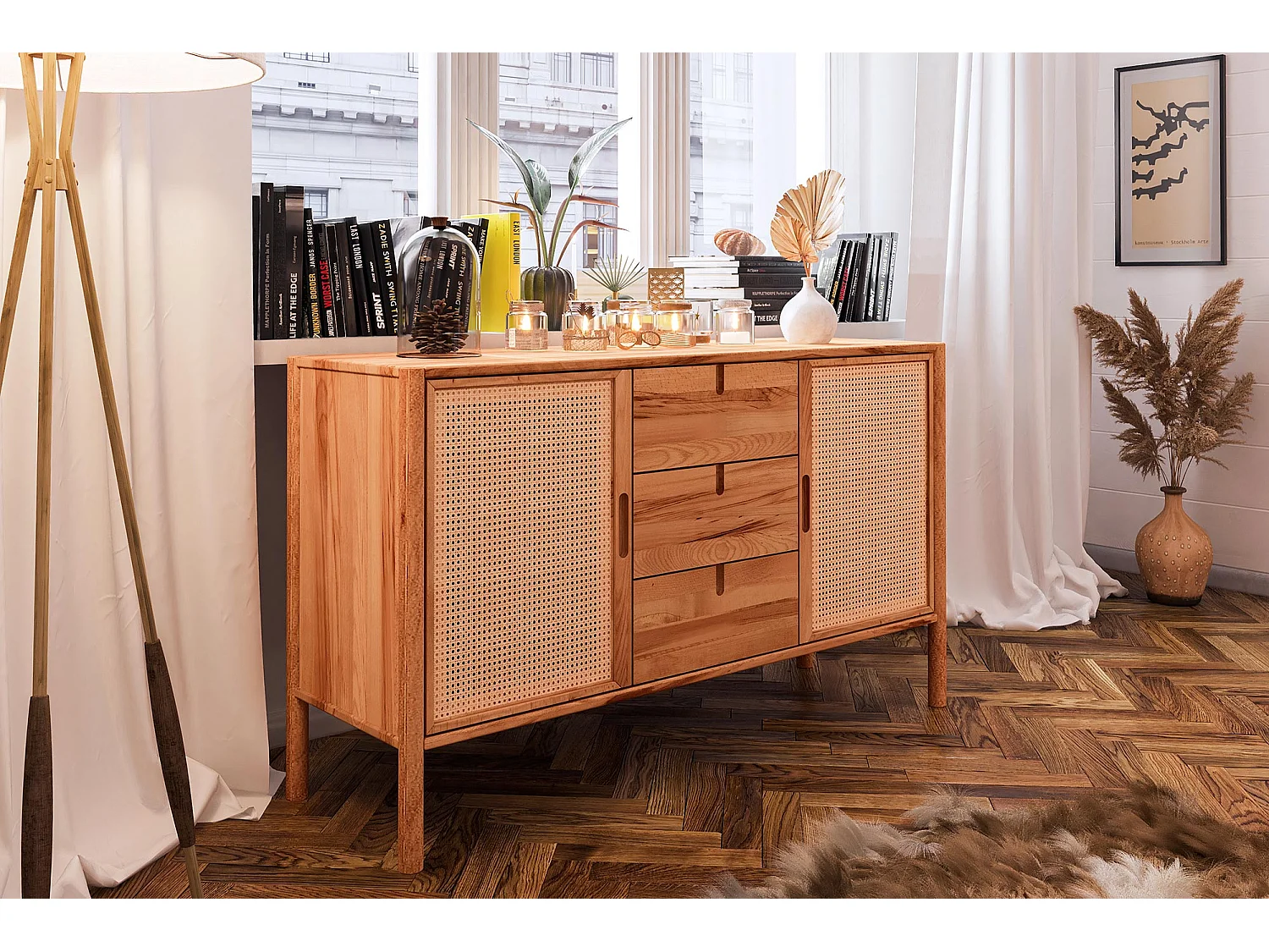 POLA - Kommode 100% aus massivem Holz aus Kernbuche, naturgeölt