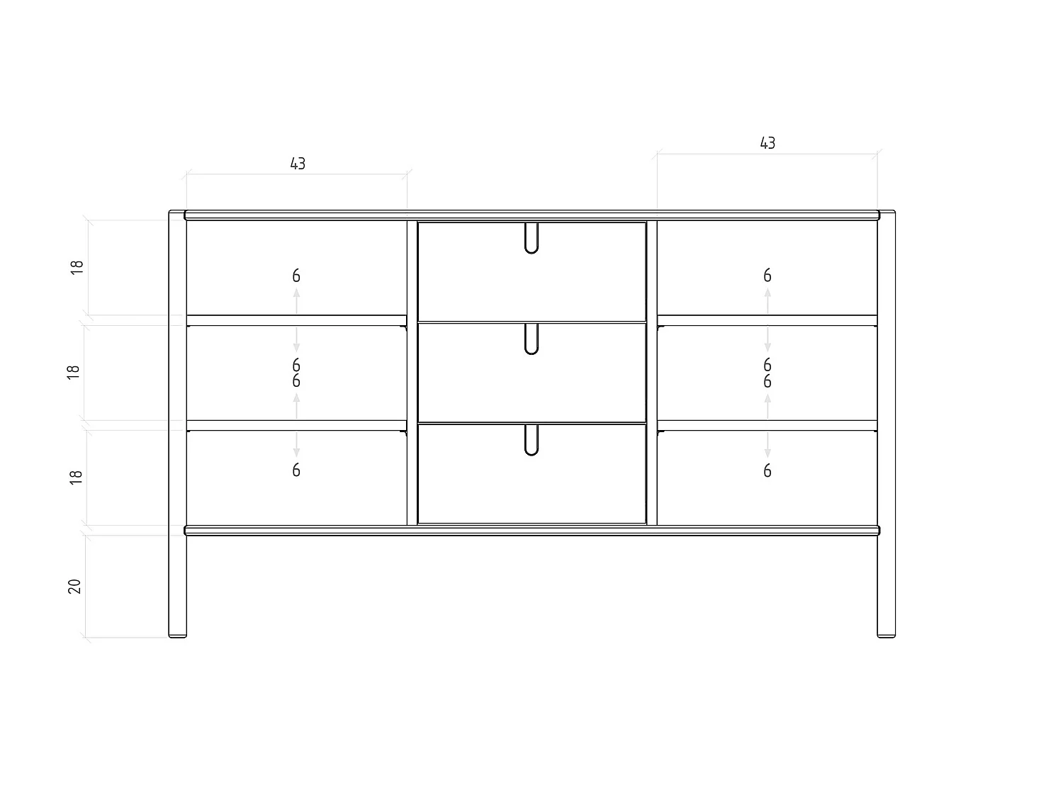 POLA - Kommode 100% aus massivem Holz aus Wildeiche, naturgeölt