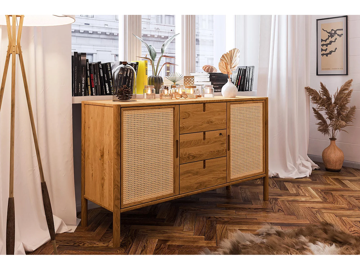 POLA - Kommode 100% aus massivem Holz aus Wildeiche, naturgeölt