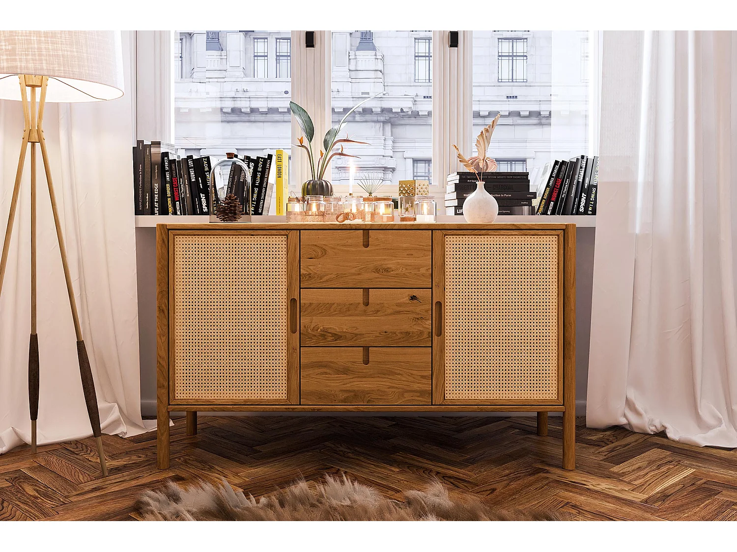 POLA - Kommode 100% aus massivem Holz aus Wildeiche, naturgeölt