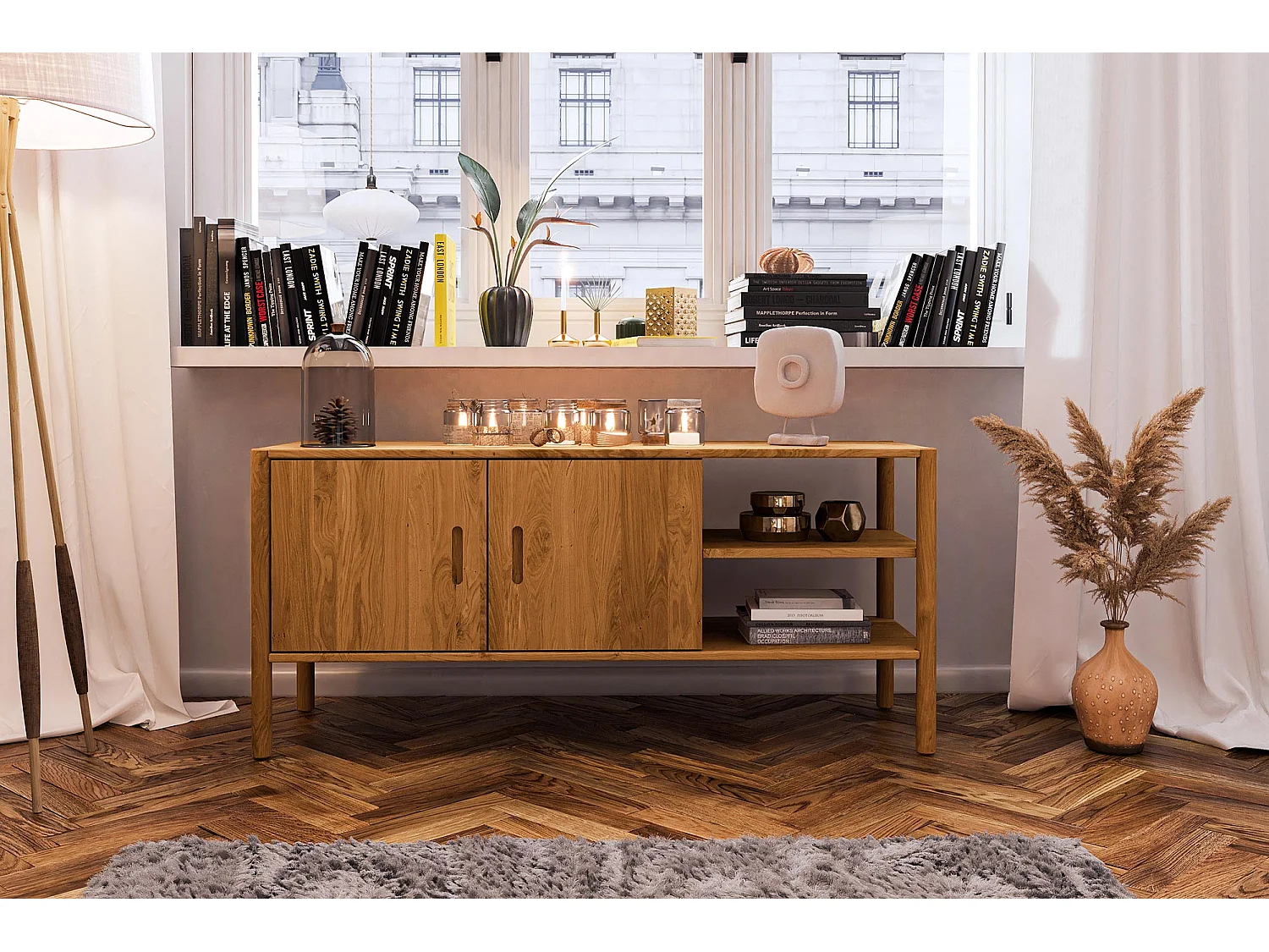 POLA - Kommode 100% aus massivem Holz aus Wildeiche, naturgeölt