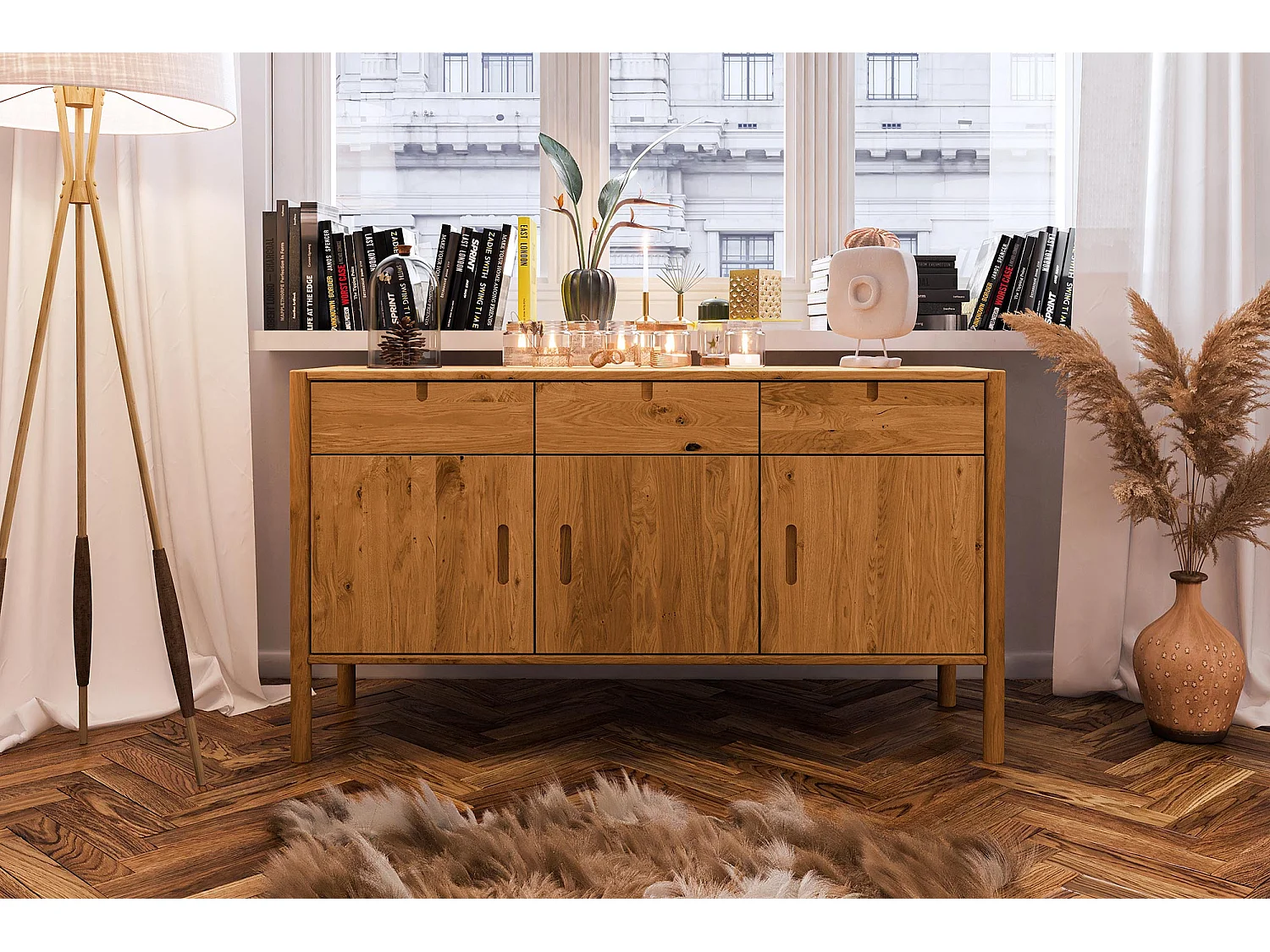 POLA - Kommode 100% aus massivem Holz aus Wildeiche, naturgeölt