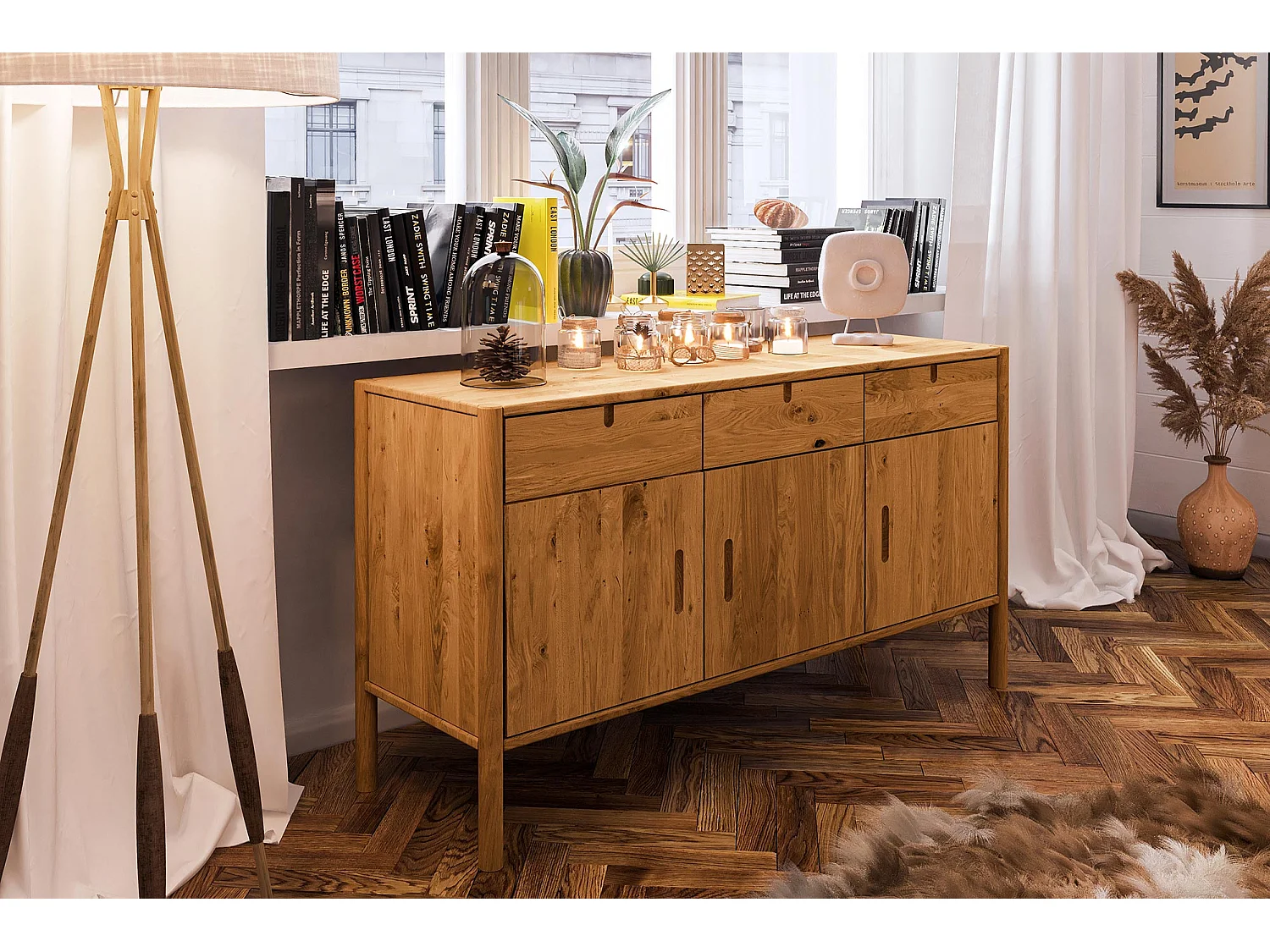 POLA - Kommode 100% aus massivem Holz aus Wildeiche, naturgeölt