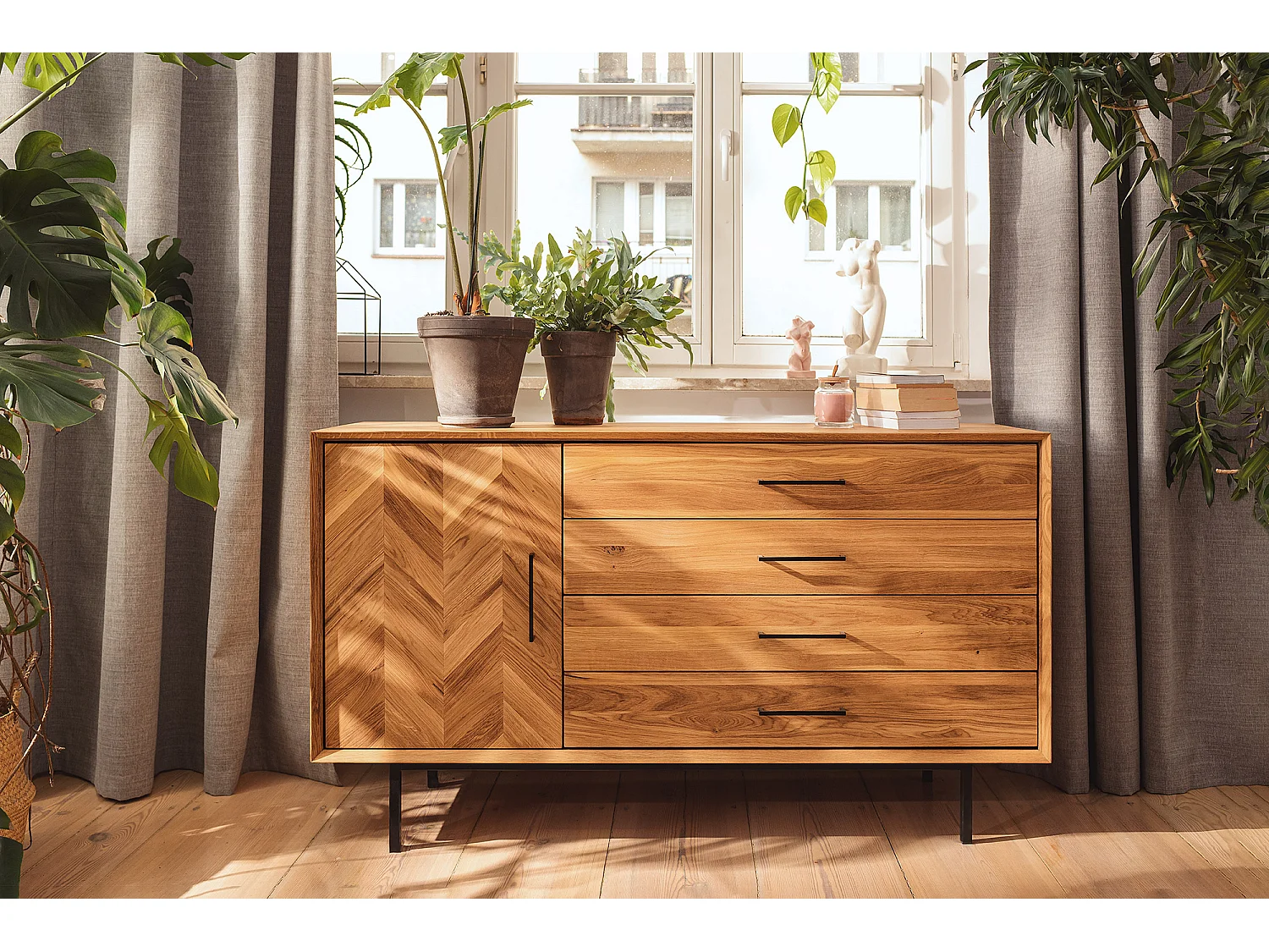 ABIES - Kommode 100% aus massivem Holz aus Wildeiche, naturgeölt