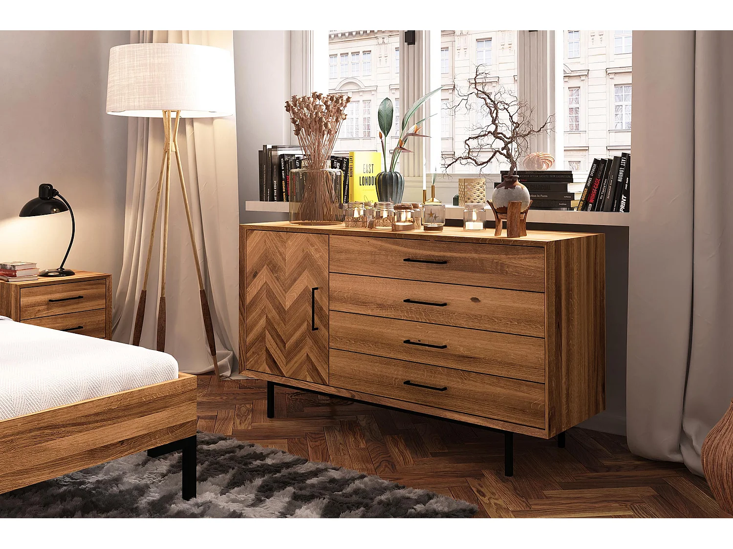 ABIES - Kommode 100% aus massivem Holz aus Wildeiche, naturgeölt