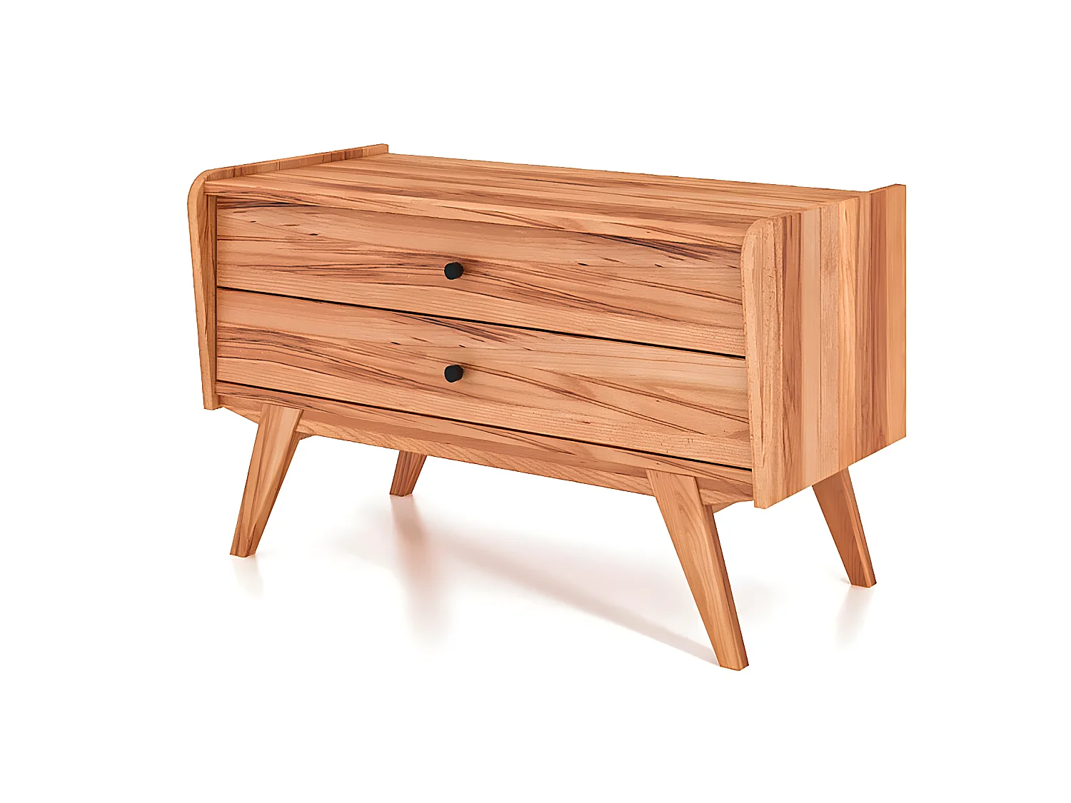 RETRO - Niedrige Kommode 100% aus massivem Holz aus Kernbuche, naturgeölt