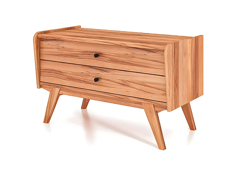 RETRO - Niedrige Kommode 100% aus massivem Holz aus Kernbuche, naturgeölt