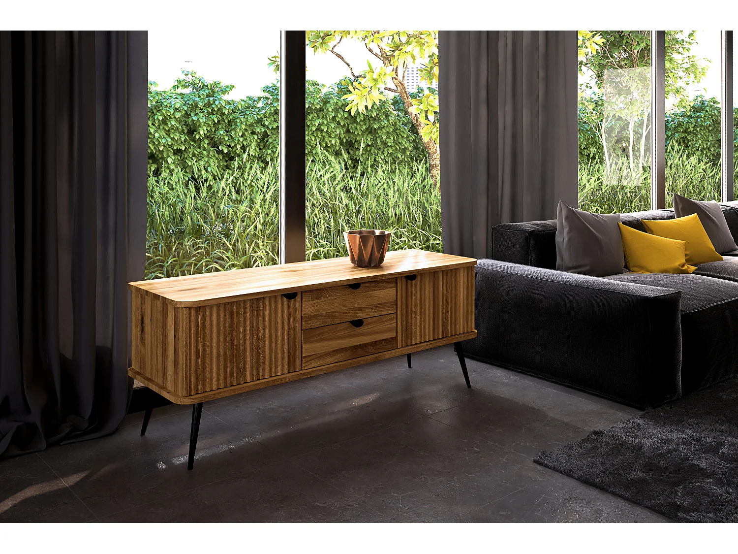 KULA - Kommode 100% aus massivem Holz aus Wildeiche, naturgeölt