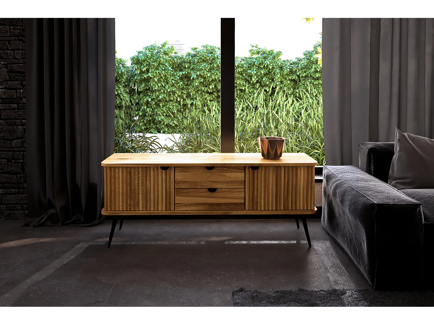 ABIES - Commode 100% en bois massif de chêne sauvage, huilé naturel