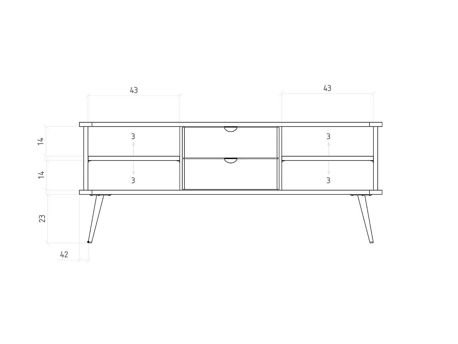 ABIES - Commode 100% en bois massif de chêne sauvage, huilé naturel