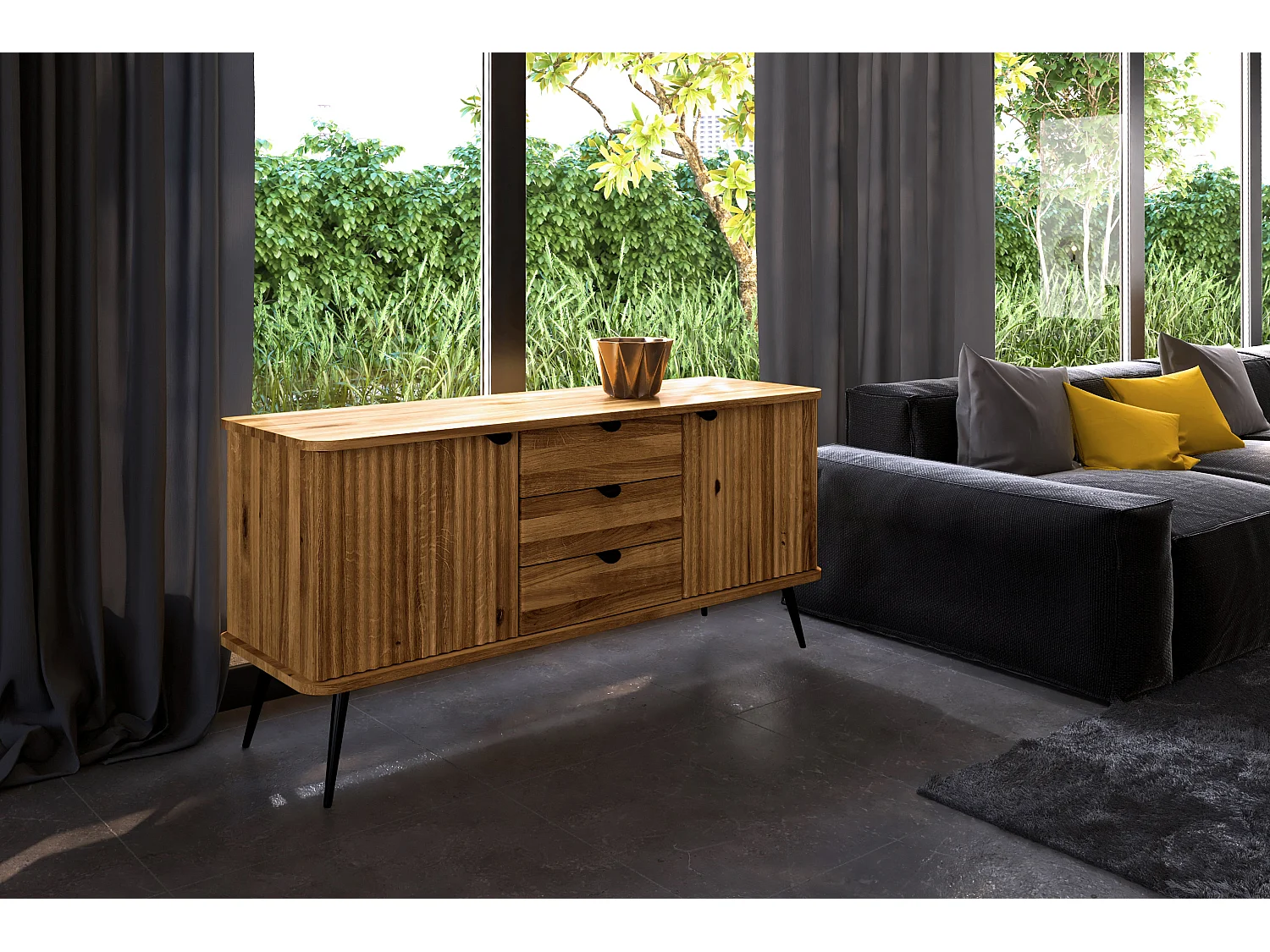 KULA - Kommode 100% aus massivem Holz aus Wildeiche, naturgeölt