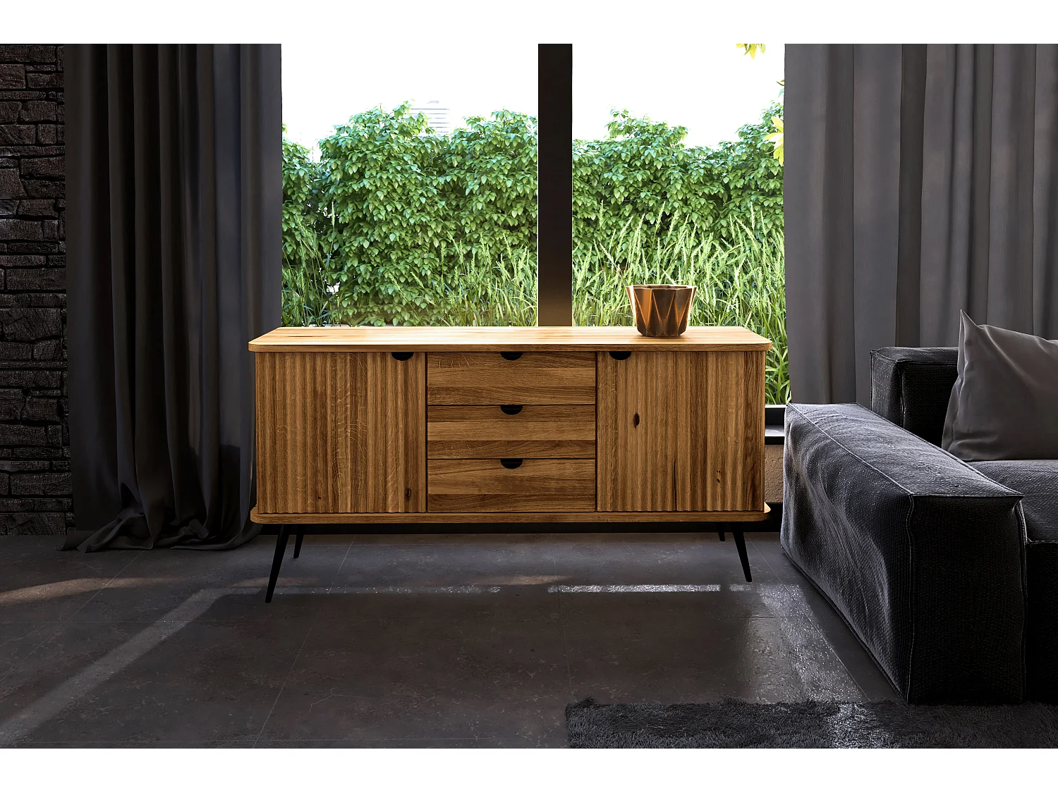 KULA - Kommode 100% aus massivem Holz aus Wildeiche, naturgeölt