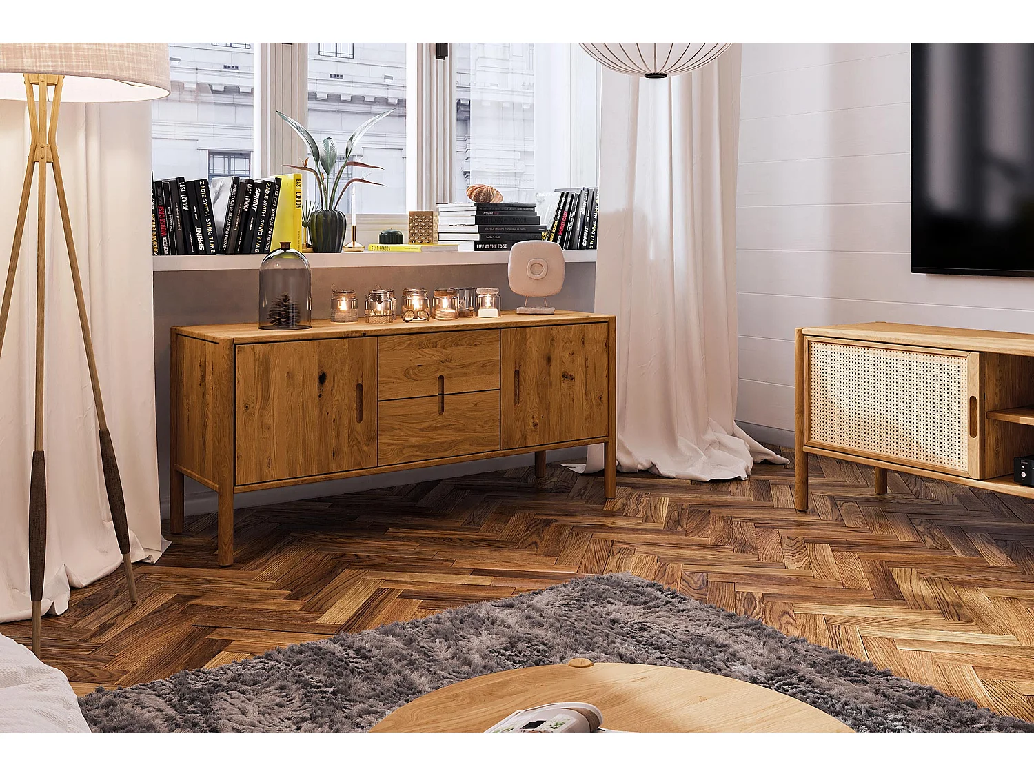 POLA - Kommode 100% aus massivem Holz aus Wildeiche, naturgeölt