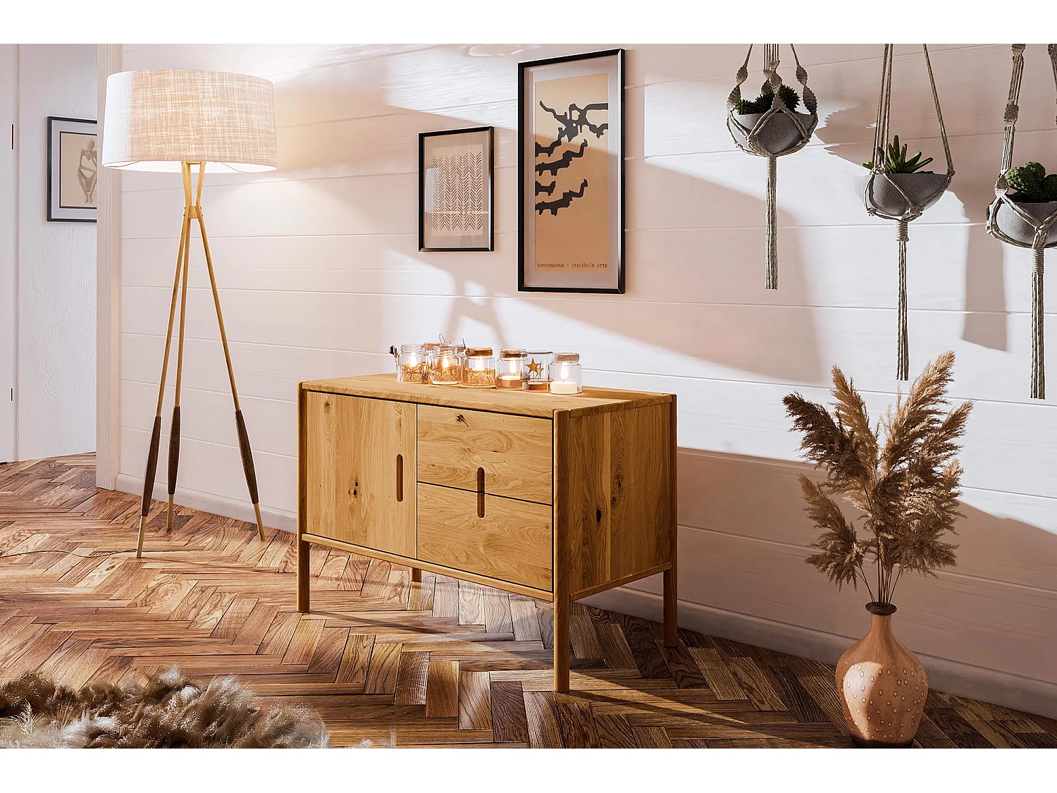 POLA - Kommode 100% aus massivem Holz aus Wildeiche, lackiert