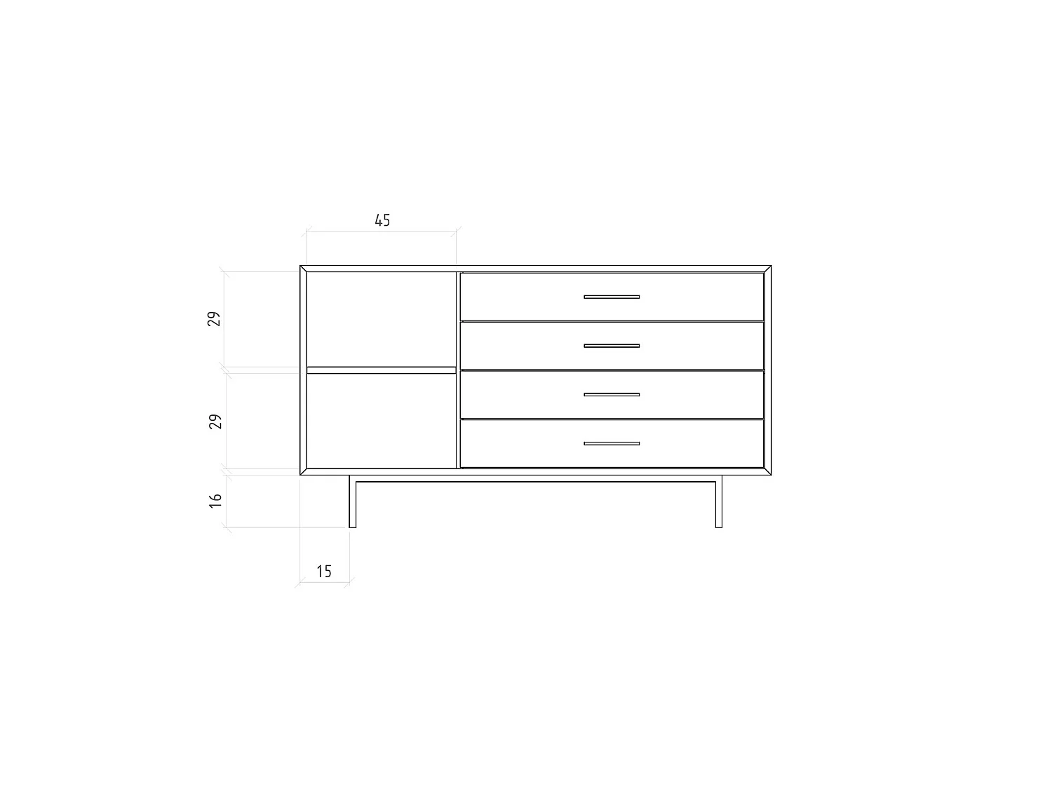 ABIES - Kommode 100% aus massivem Holz aus Kernbuche, naturgeölt