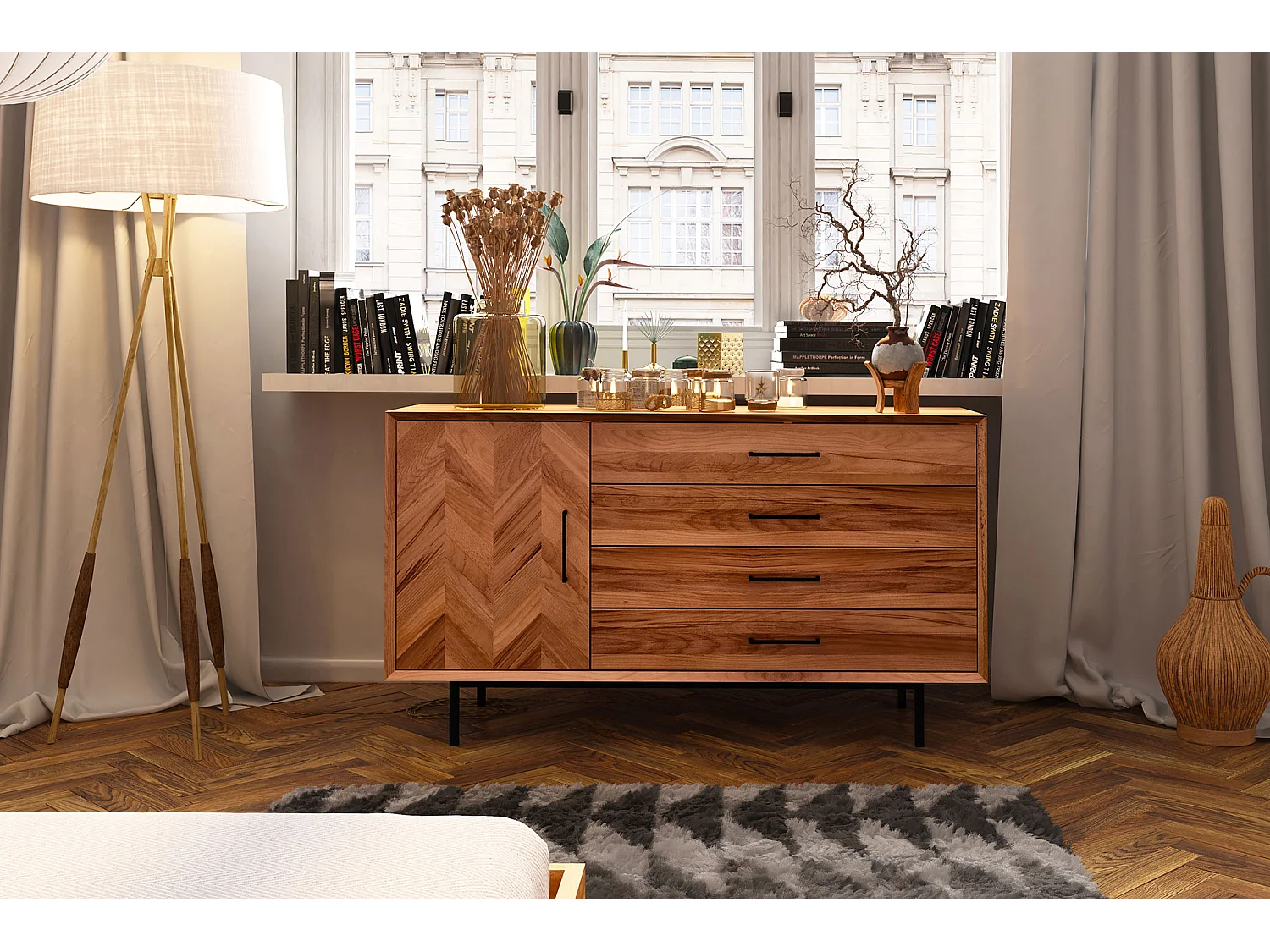 ABIES - Kommode 100% aus massivem Holz aus Kernbuche, naturgeölt