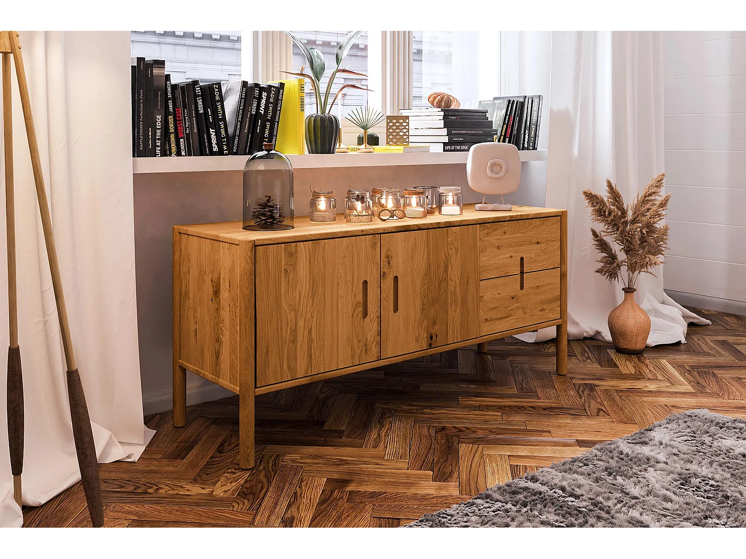 POLA - Kommode 100% aus massivem Holz aus Wildeiche, naturgeölt