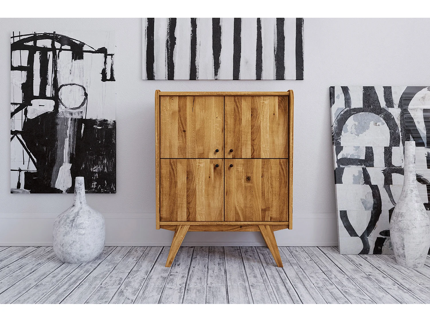 RETRO - Kommode 100% aus massivem Holz aus Kernbuche, naturgeölt