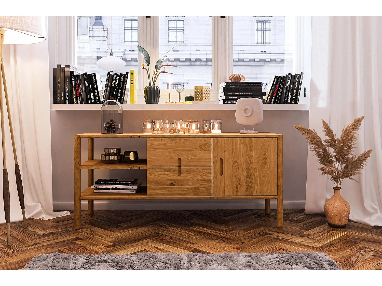 POLA - Kommode 100% aus massivem Holz aus Wildeiche, naturgeölt