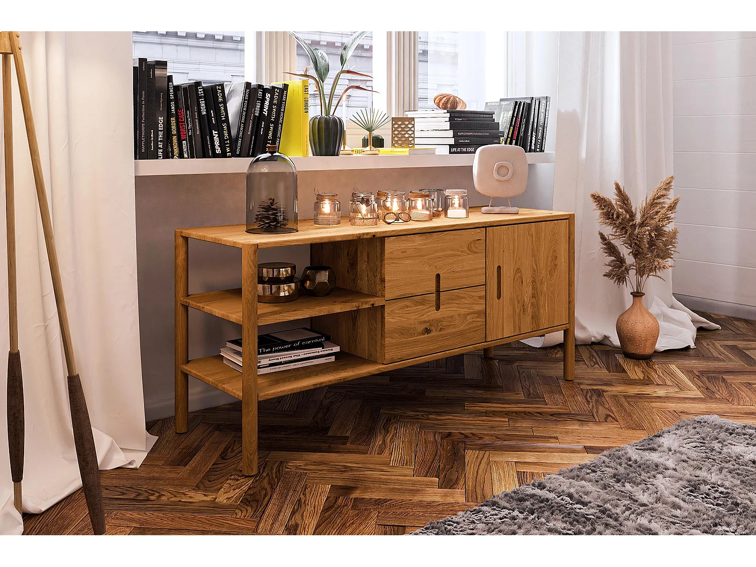 POLA - Kommode 100% aus massivem Holz aus Wildeiche, naturgeölt