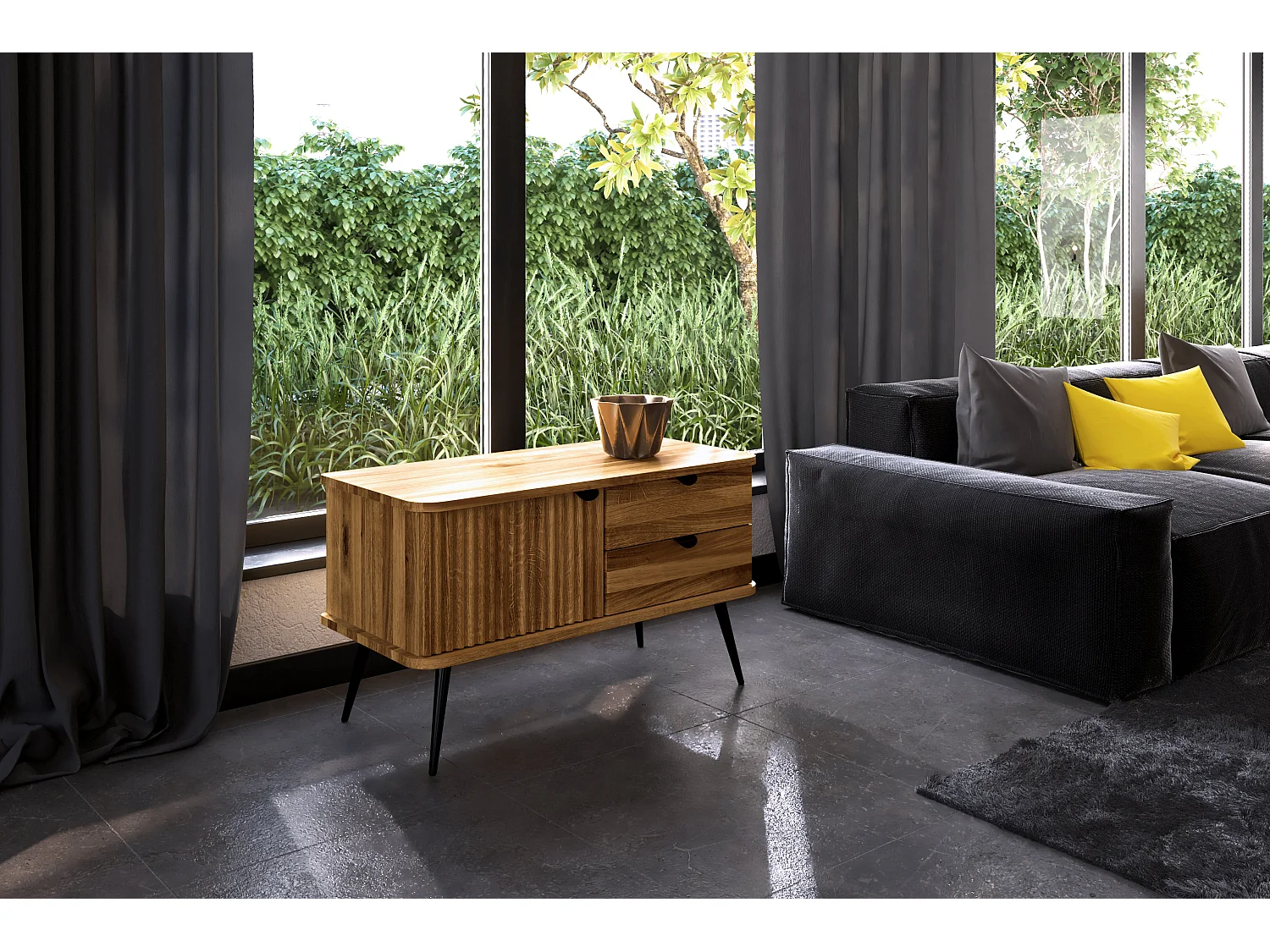 KULA - Kommode 100% aus massivem Holz aus Wildeiche, naturgeölt